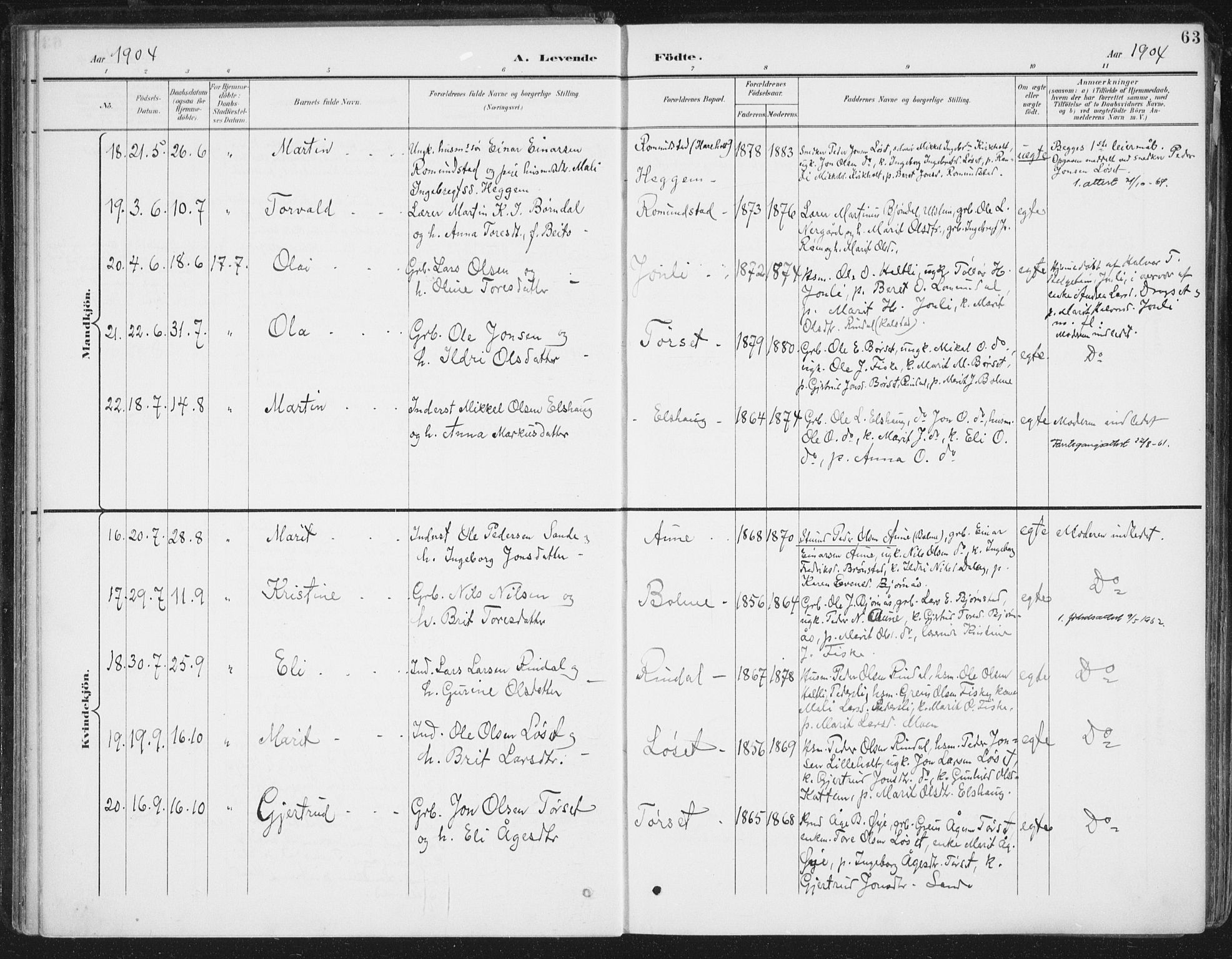 Ministerialprotokoller, klokkerbøker og fødselsregistre - Møre og Romsdal, AV/SAT-A-1454/598/L1072: Parish register (official) no. 598A06, 1896-1910, p. 63