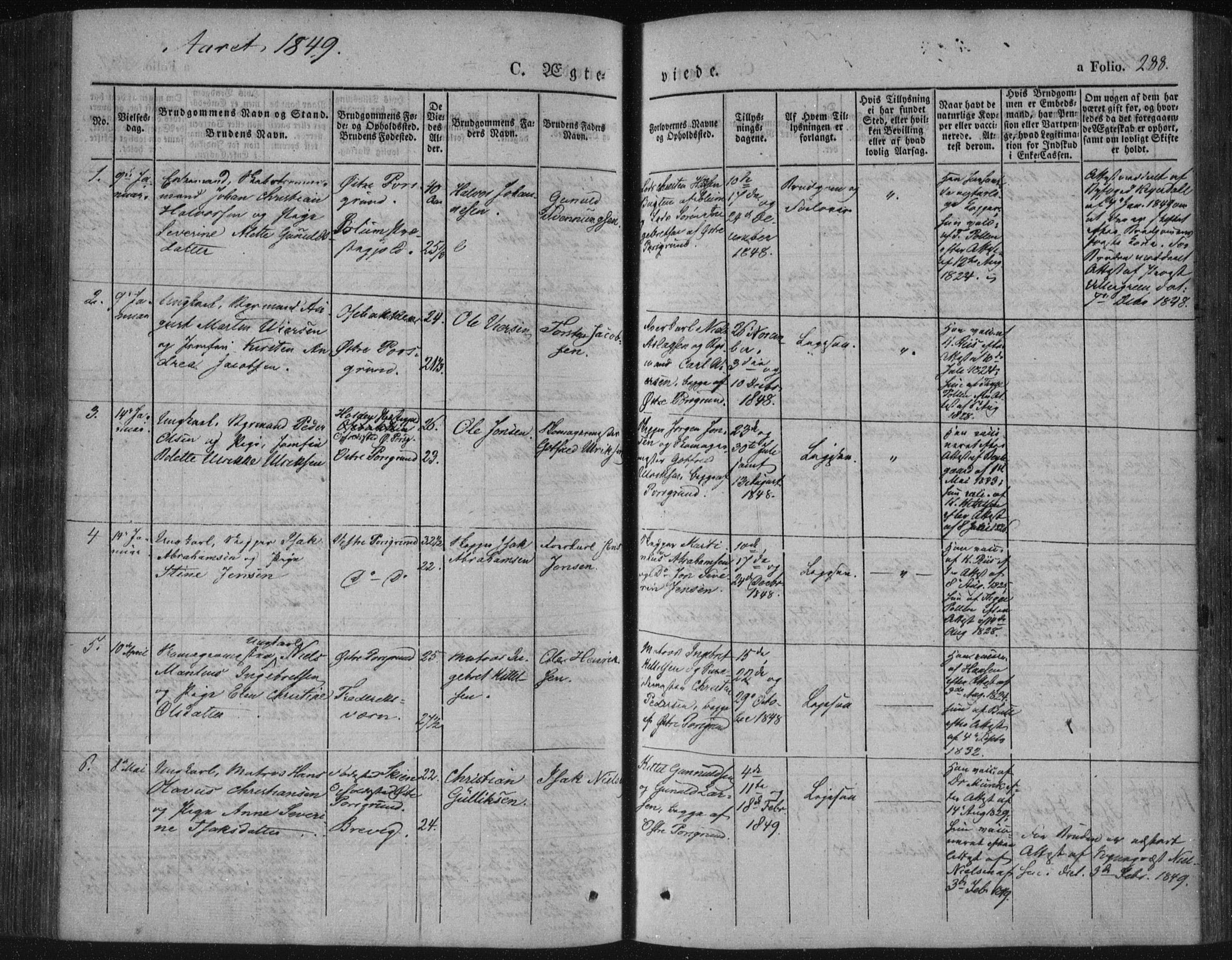 Porsgrunn kirkebøker , SAKO/A-104/F/Fa/L0006: Parish register (official) no. 6, 1841-1857, p. 288