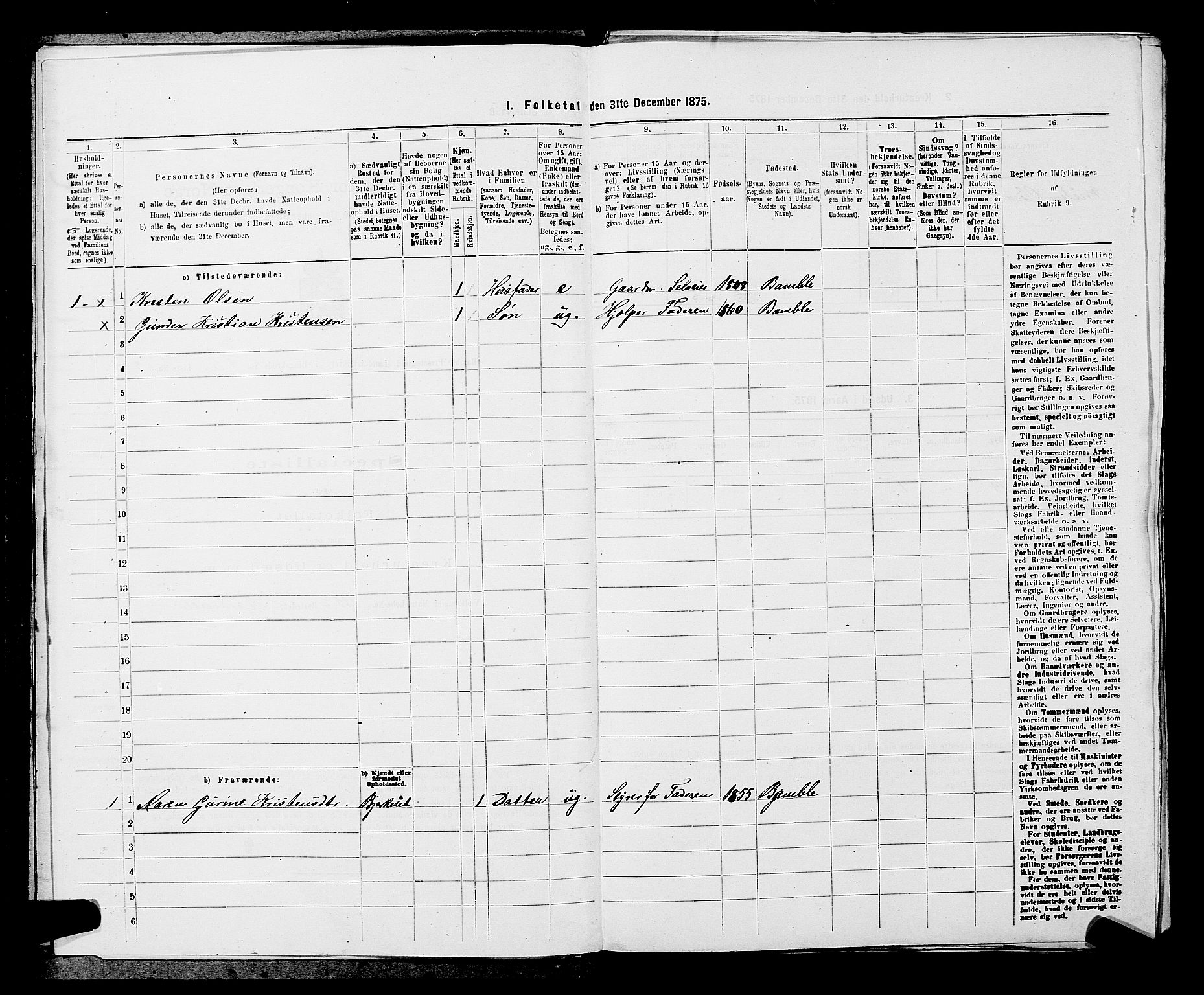 SAKO, 1875 census for 0814L Bamble/Bamble, 1875, p. 866