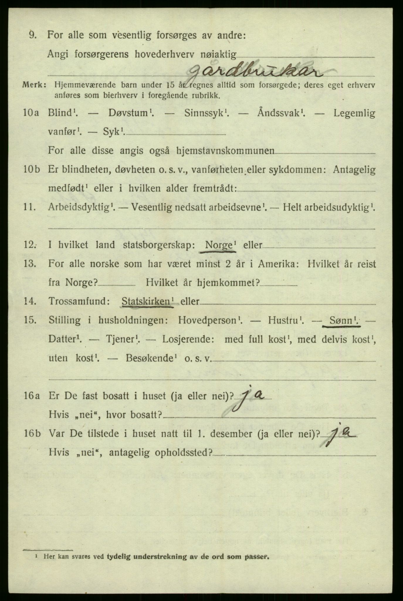 SAB, 1920 census for Brekke, 1920, p. 909