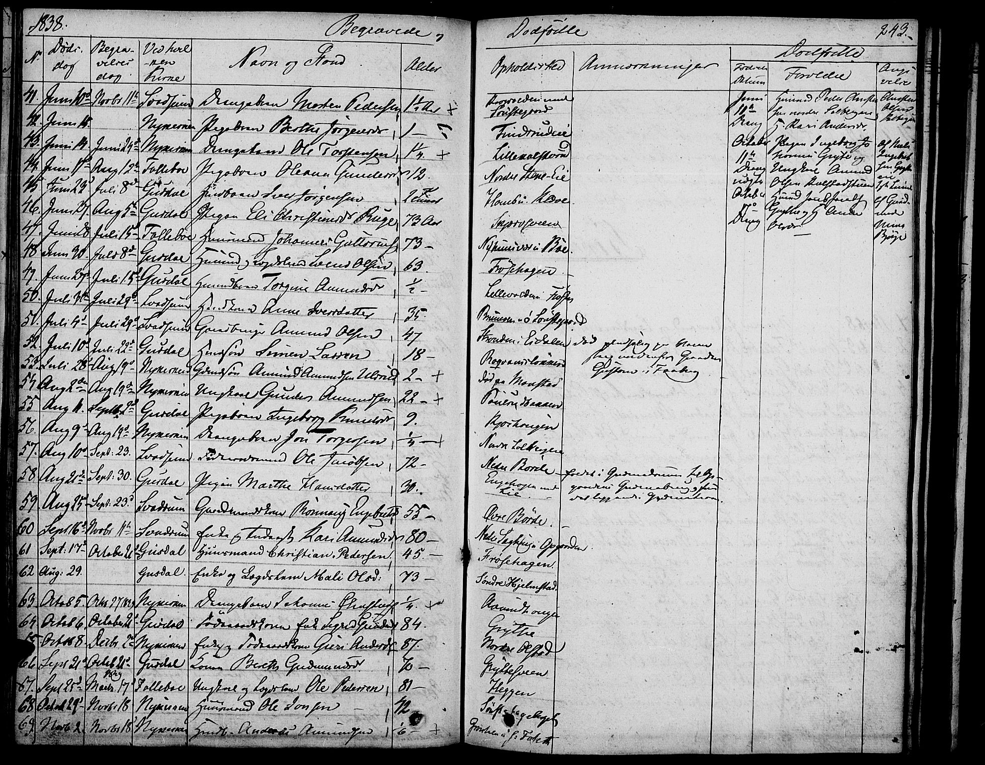 Gausdal prestekontor, AV/SAH-PREST-090/H/Ha/Haa/L0006: Parish register (official) no. 6, 1830-1839, p. 243