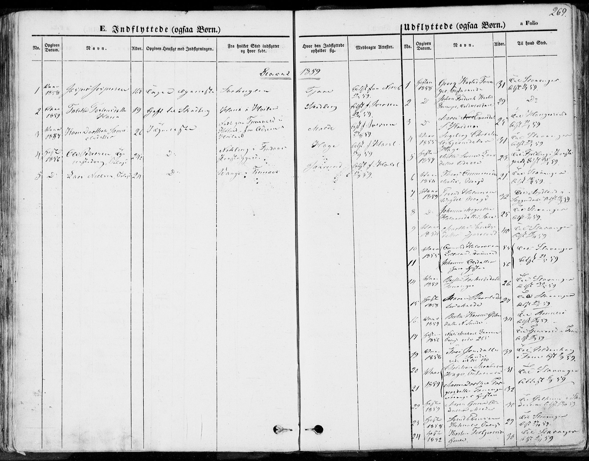 Håland sokneprestkontor, AV/SAST-A-101802/001/30BA/L0008: Parish register (official) no. A 7.2, 1854-1870, p. 269