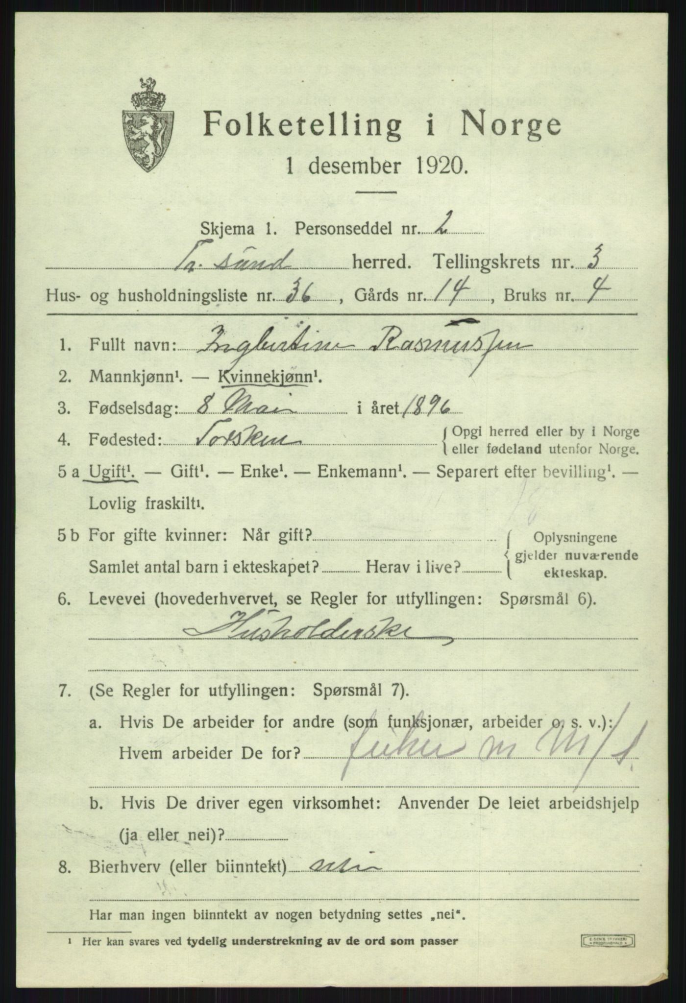 SATØ, 1920 census for Tromsøysund, 1920, p. 3172