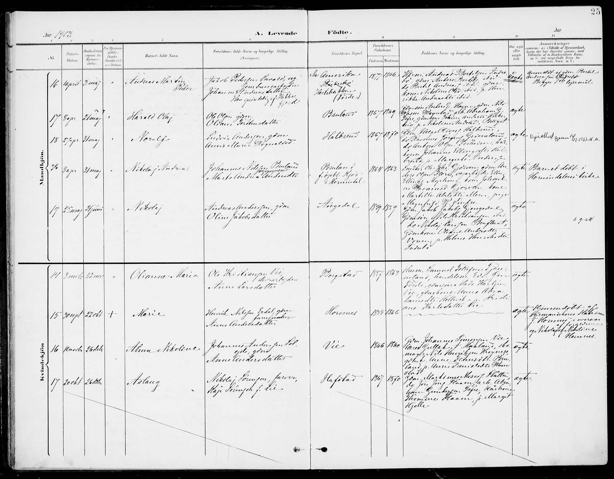 Førde sokneprestembete, AV/SAB-A-79901/H/Haa/Haab/L0002: Parish register (official) no. B  2, 1899-1920, p. 25