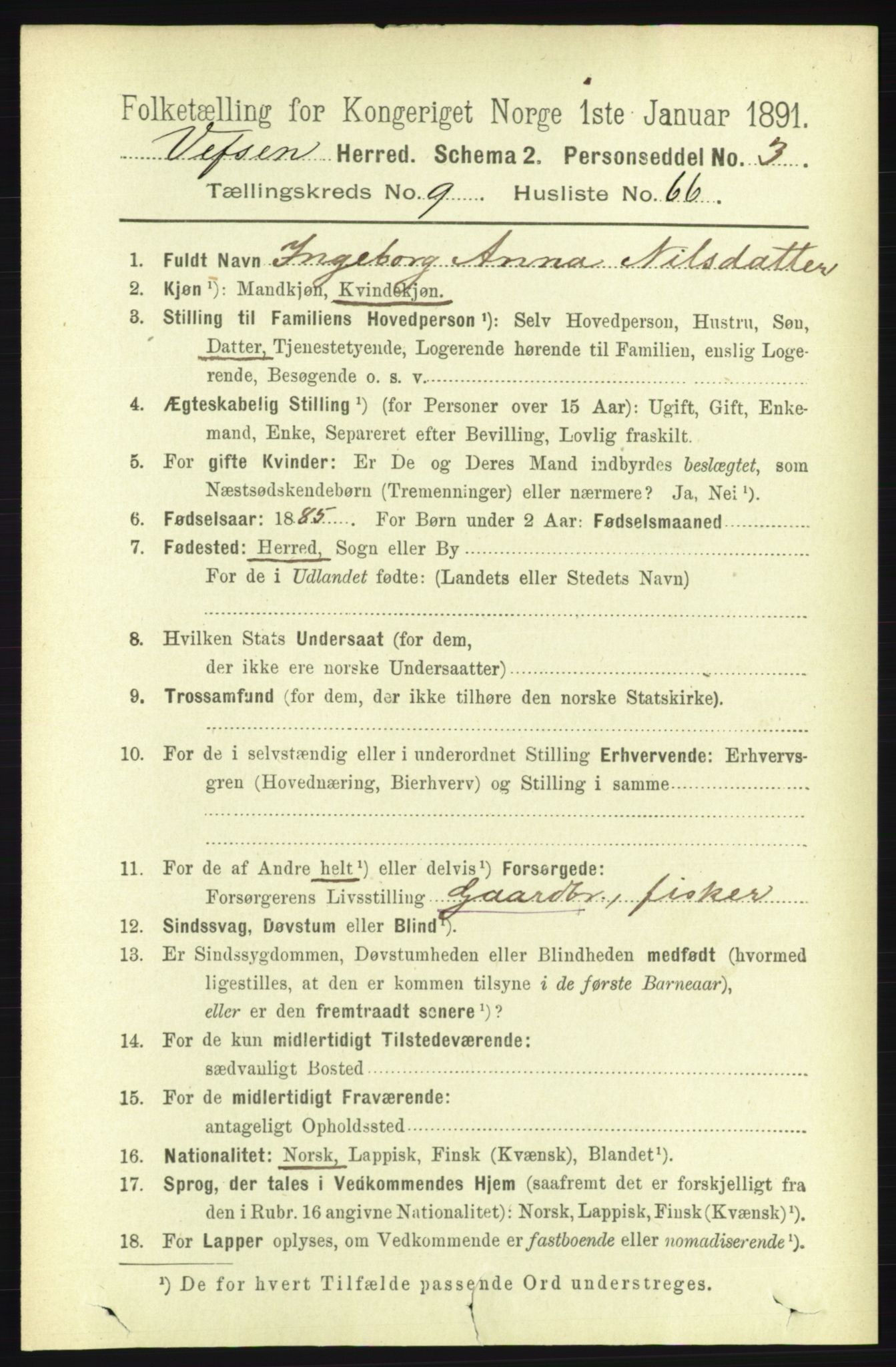 RA, 1891 census for 1824 Vefsn, 1891, p. 5120