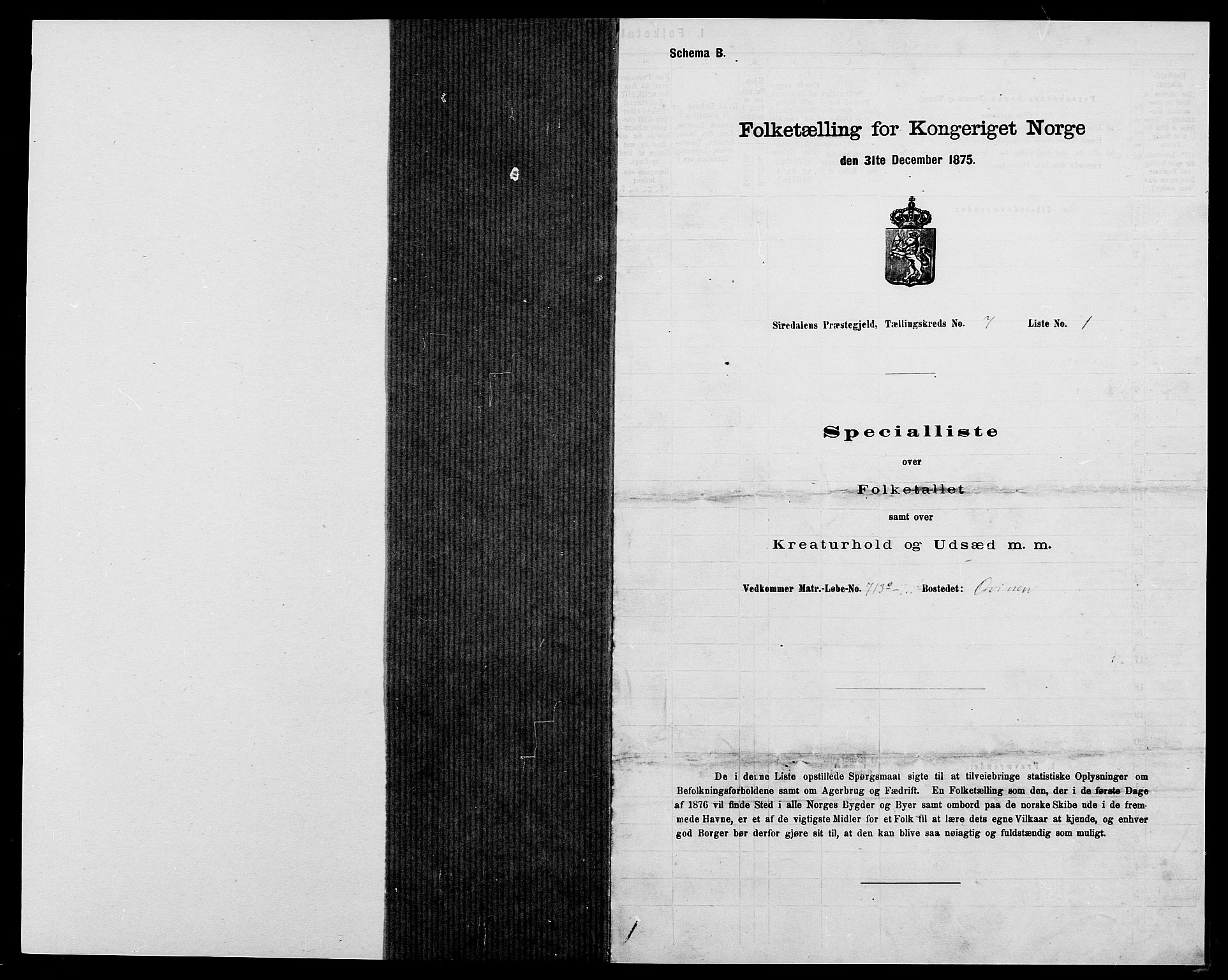 SAK, 1875 census for 1046P Sirdal, 1875, p. 576