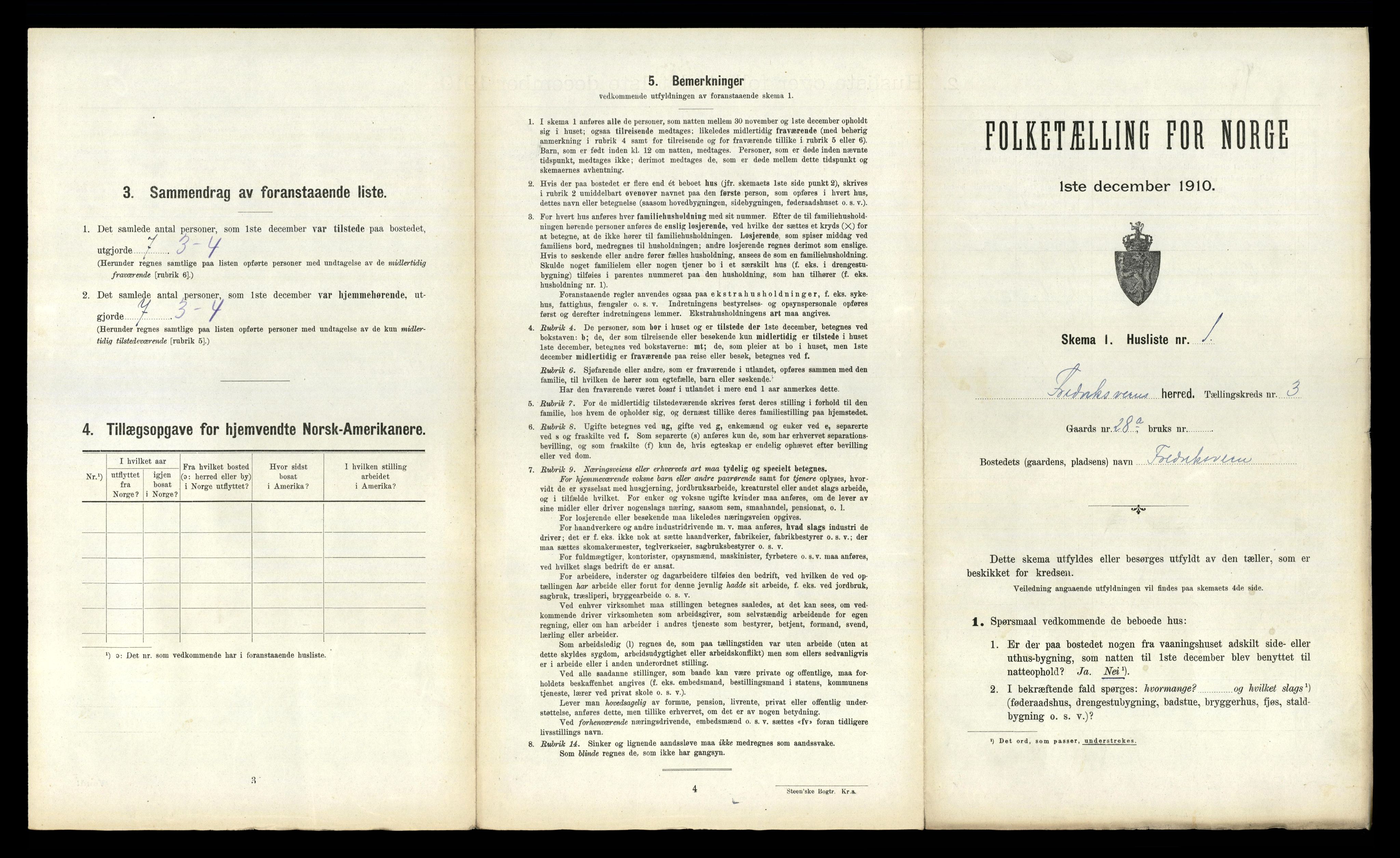 RA, 1910 census for Fredriksvern, 1910, p. 186