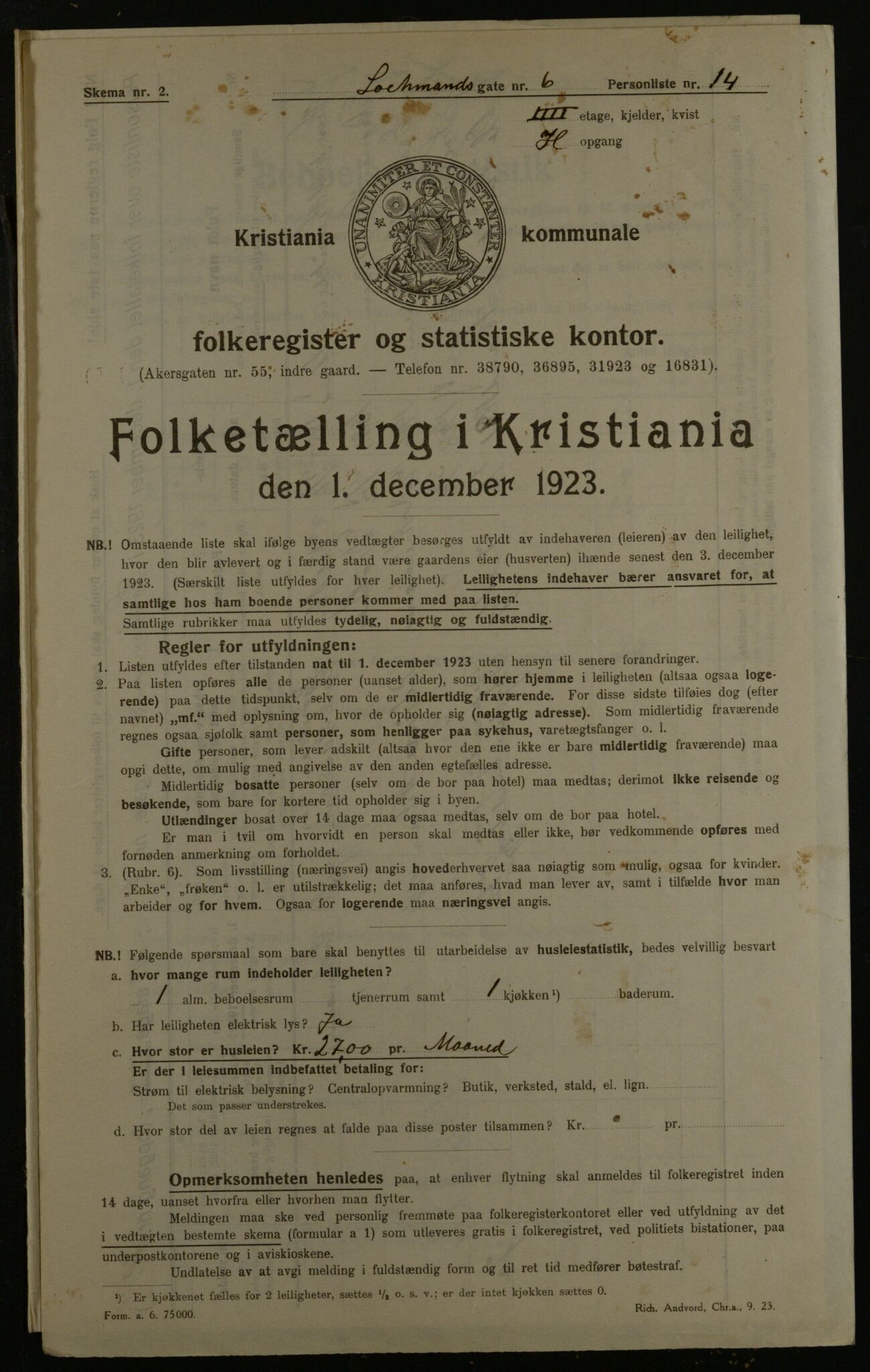 OBA, Municipal Census 1923 for Kristiania, 1923, p. 64866