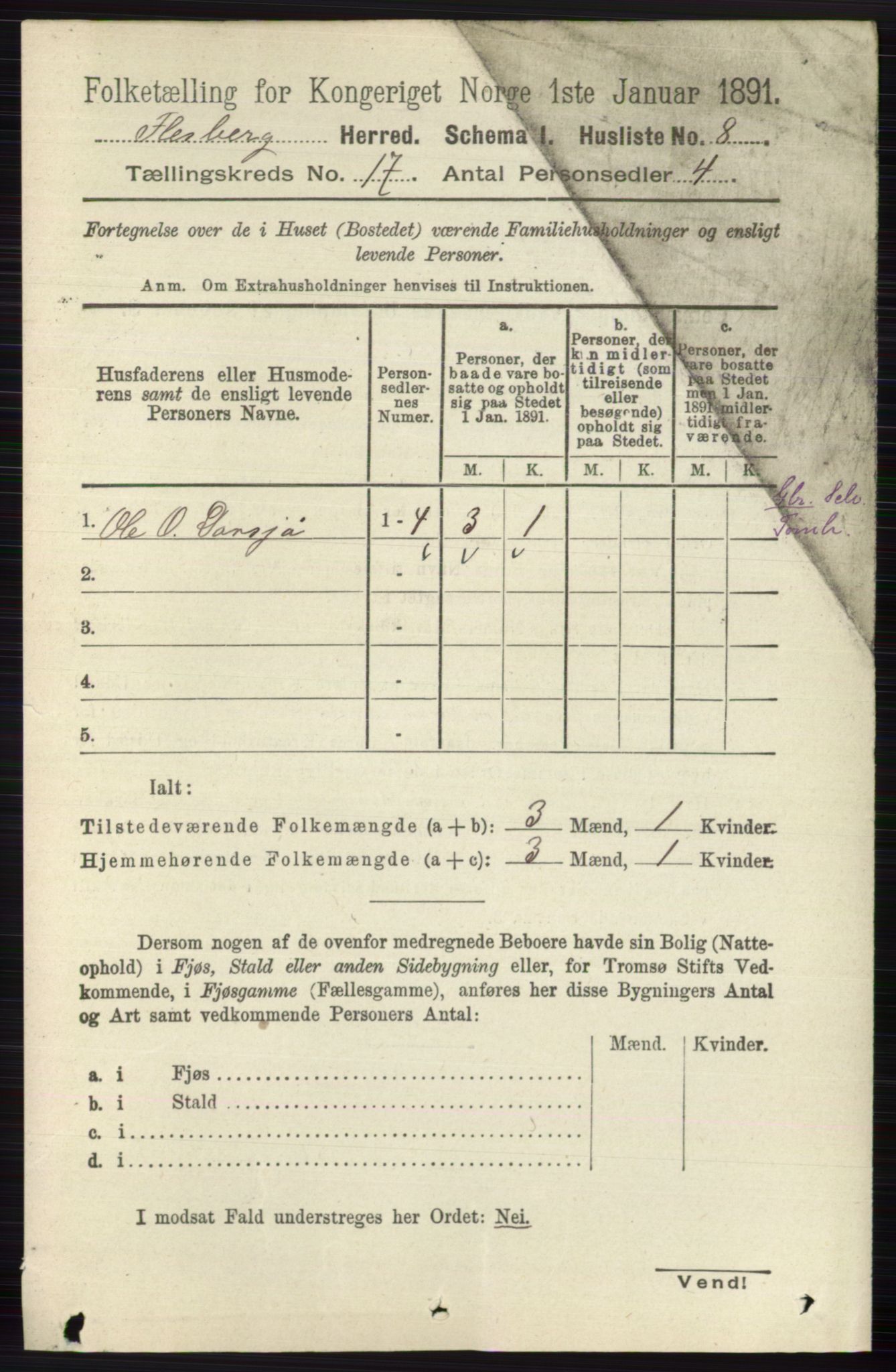 RA, 1891 census for 0631 Flesberg, 1891, p. 2983