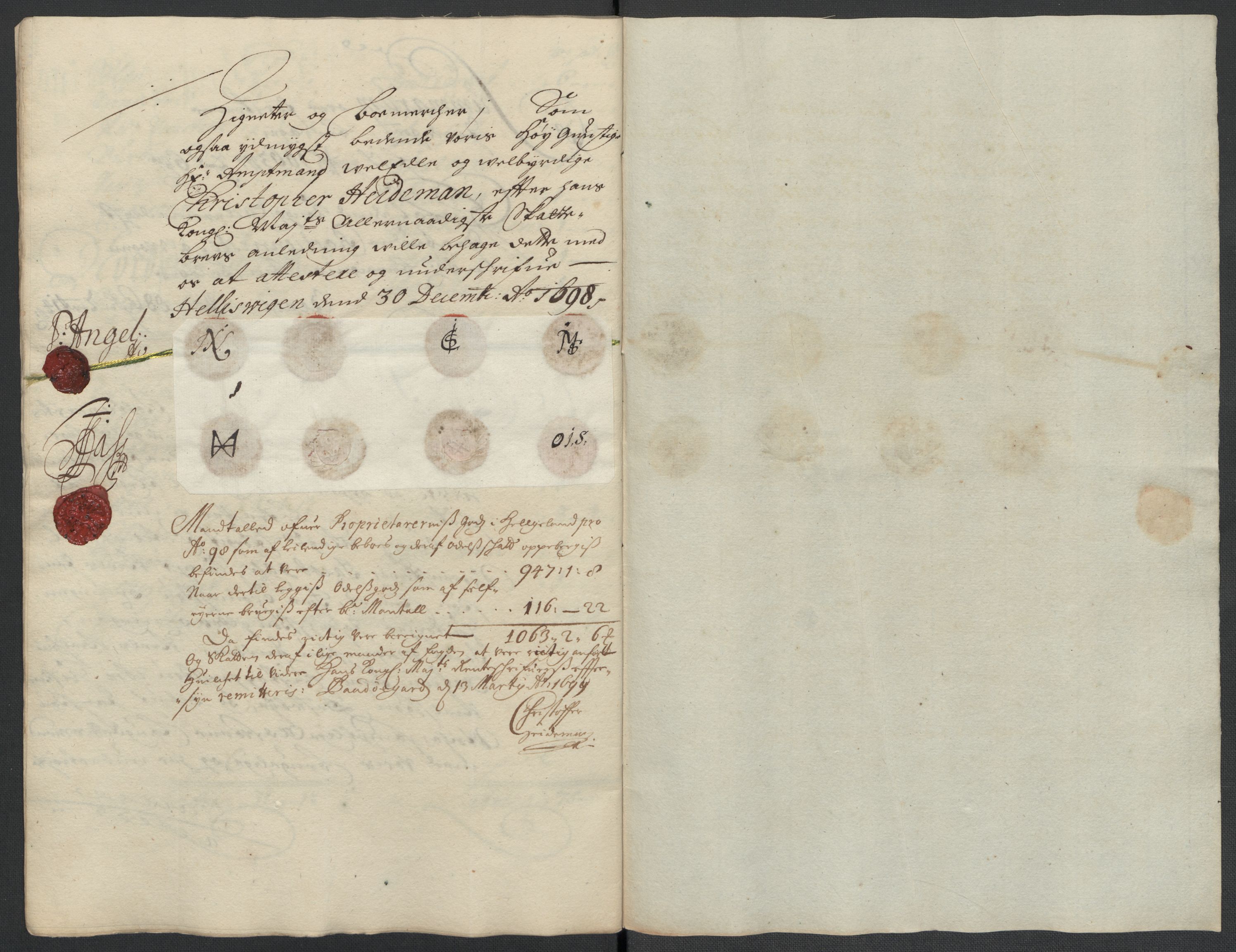 Rentekammeret inntil 1814, Reviderte regnskaper, Fogderegnskap, RA/EA-4092/R65/L4506: Fogderegnskap Helgeland, 1697-1698, p. 227