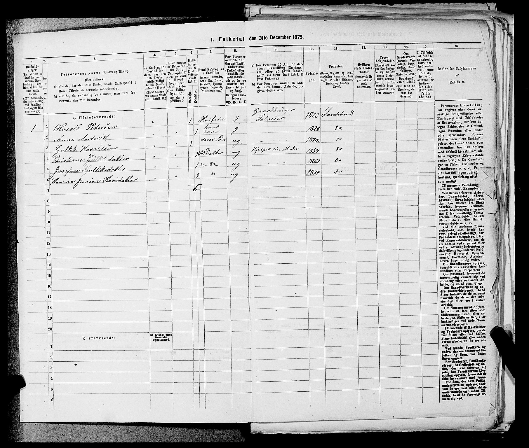 SAKO, 1875 census for 0724L Sandeherred/Sandeherred, 1875, p. 1793