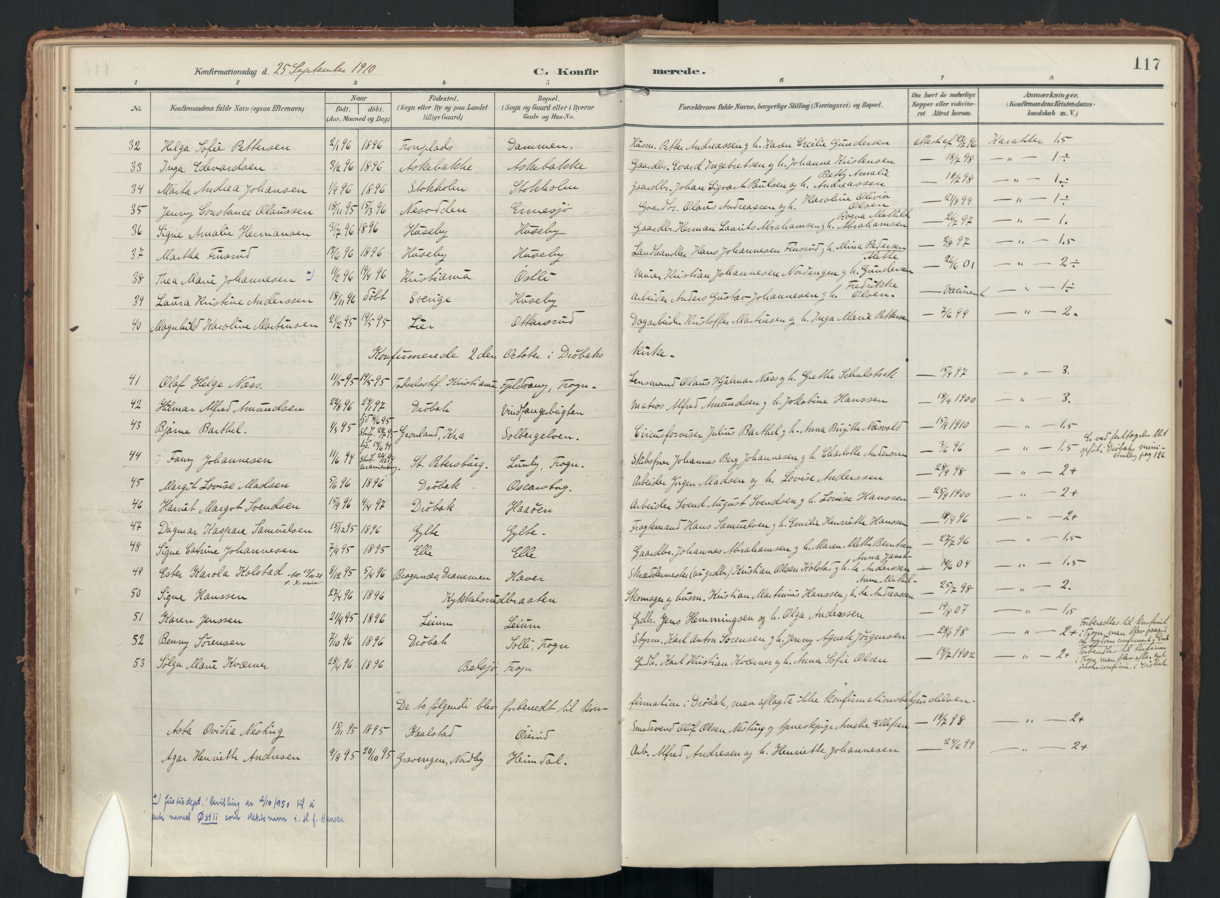 Drøbak prestekontor Kirkebøker, AV/SAO-A-10142a/F/Fc/L0003: Parish register (official) no. III 3, 1901-1920, p. 117