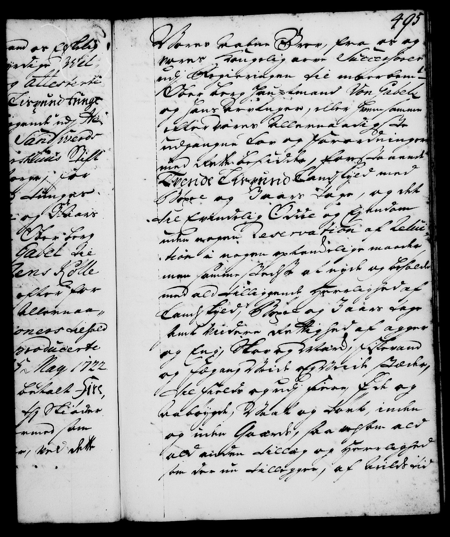 Rentekammeret, Kammerkanselliet, AV/RA-EA-3111/G/Gg/Gga/L0001: Norsk ekspedisjonsprotokoll med register (merket RK 53.1), 1720-1723, p. 495