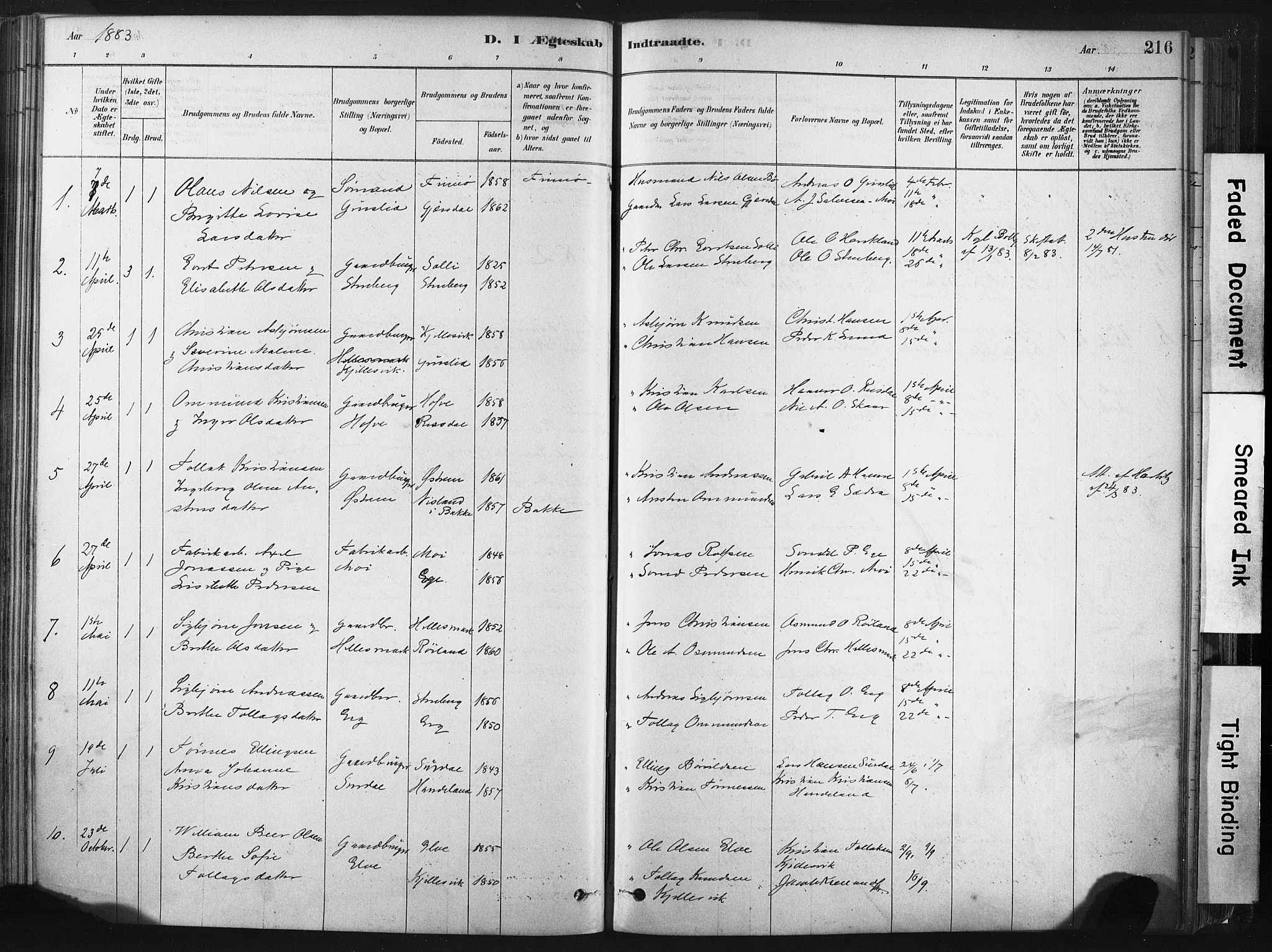 Lund sokneprestkontor, SAST/A-101809/S06/L0011: Parish register (official) no. A 10, 1877-1904, p. 216