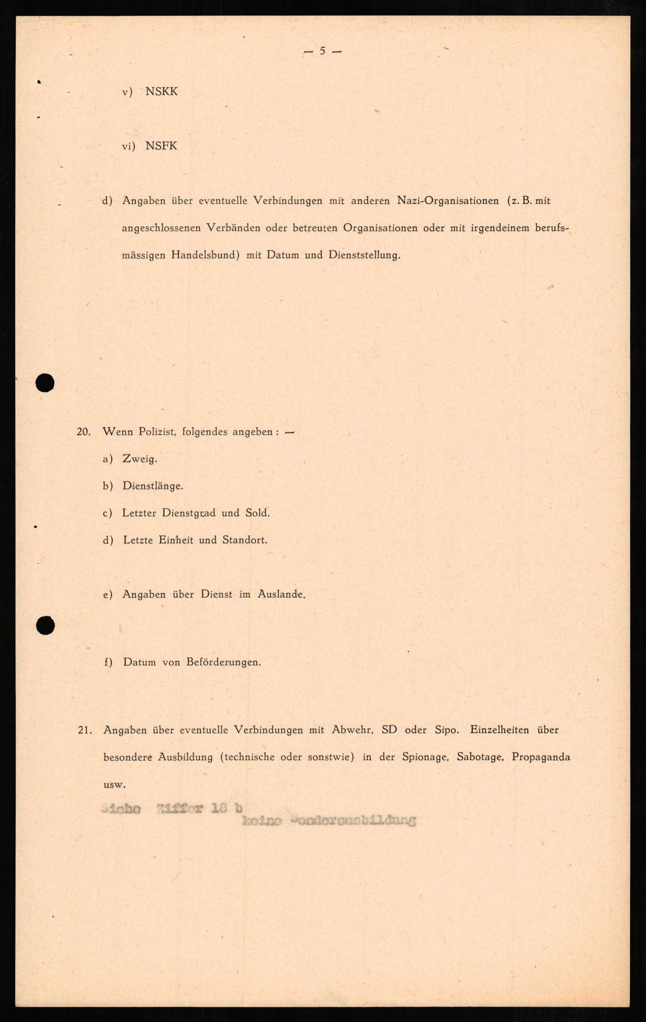 Forsvaret, Forsvarets overkommando II, RA/RAFA-3915/D/Db/L0009: CI Questionaires. Tyske okkupasjonsstyrker i Norge. Tyskere., 1945-1946, p. 409