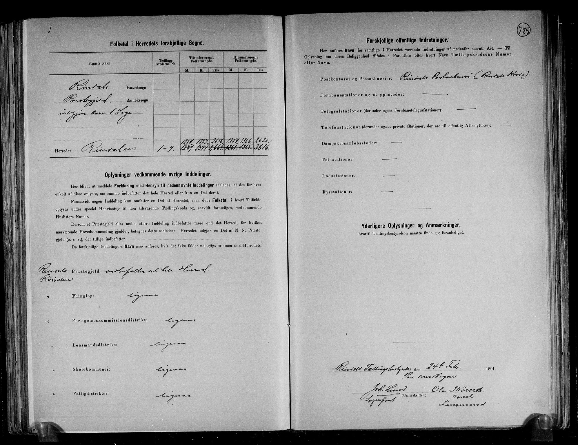 RA, 1891 census for 1567 Rindal, 1891, p. 3