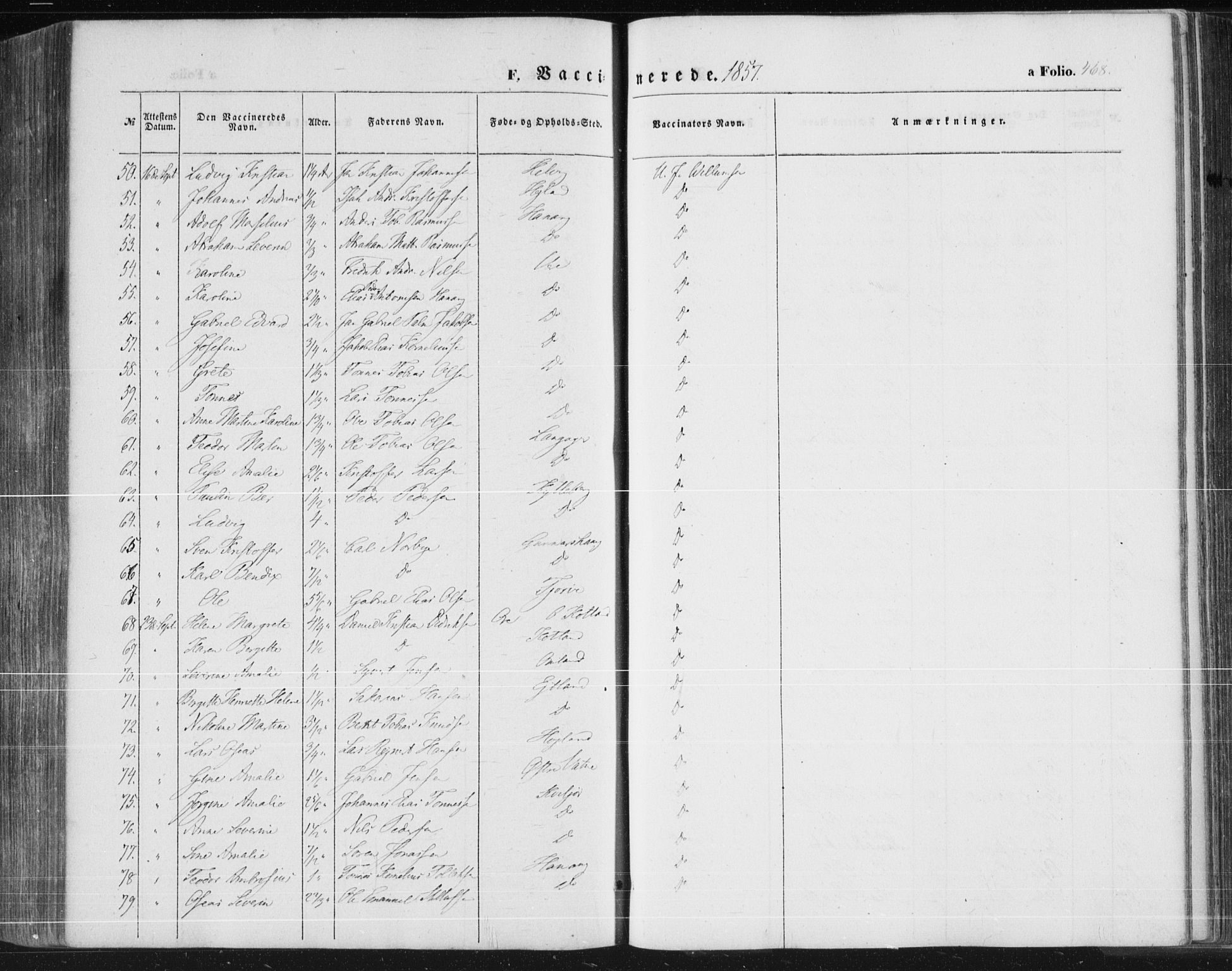 Lista sokneprestkontor, AV/SAK-1111-0027/F/Fa/L0010: Parish register (official) no. A 10, 1846-1861, p. 468