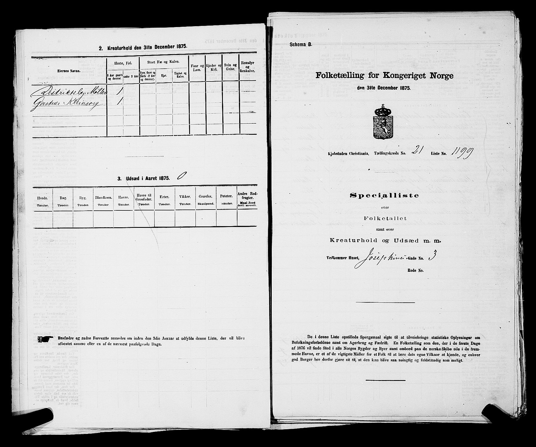 RA, 1875 census for 0301 Kristiania, 1875, p. 3740