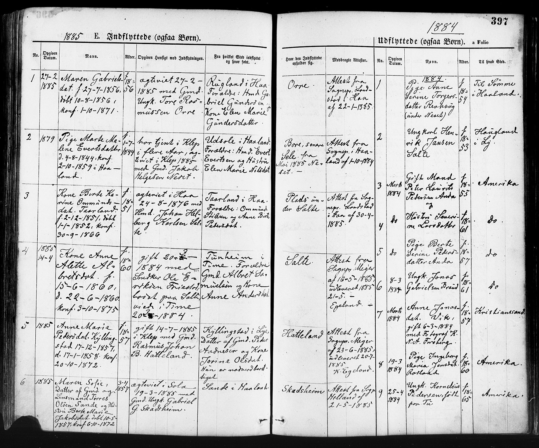 Klepp sokneprestkontor, SAST/A-101803/001/3/30BA/L0006: Parish register (official) no. A 6, 1871-1885, p. 397