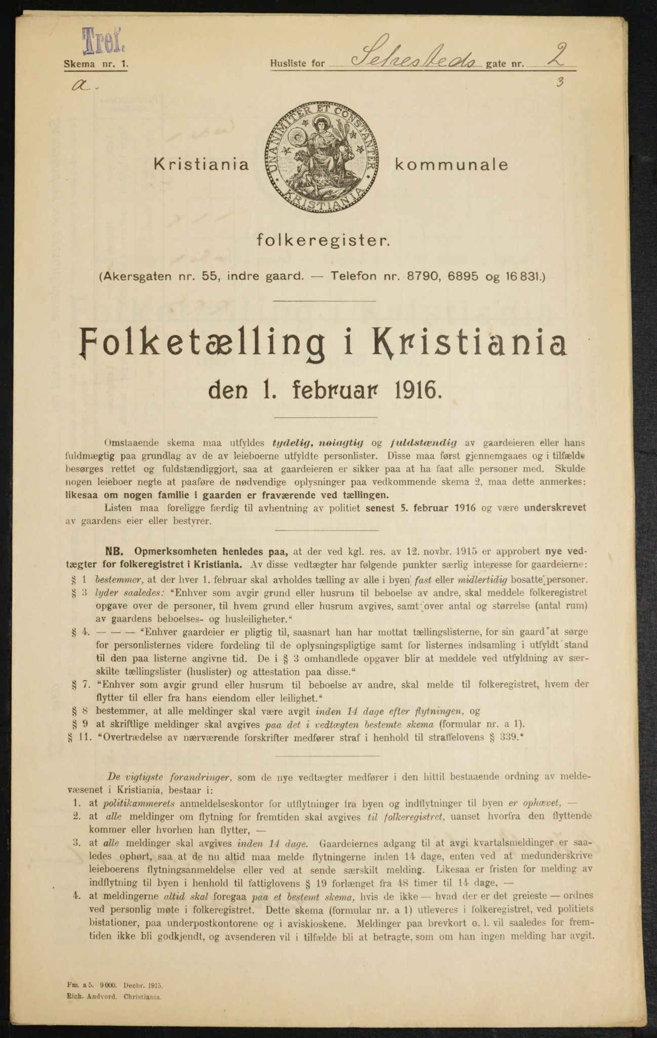 OBA, Municipal Census 1916 for Kristiania, 1916, p. 96103