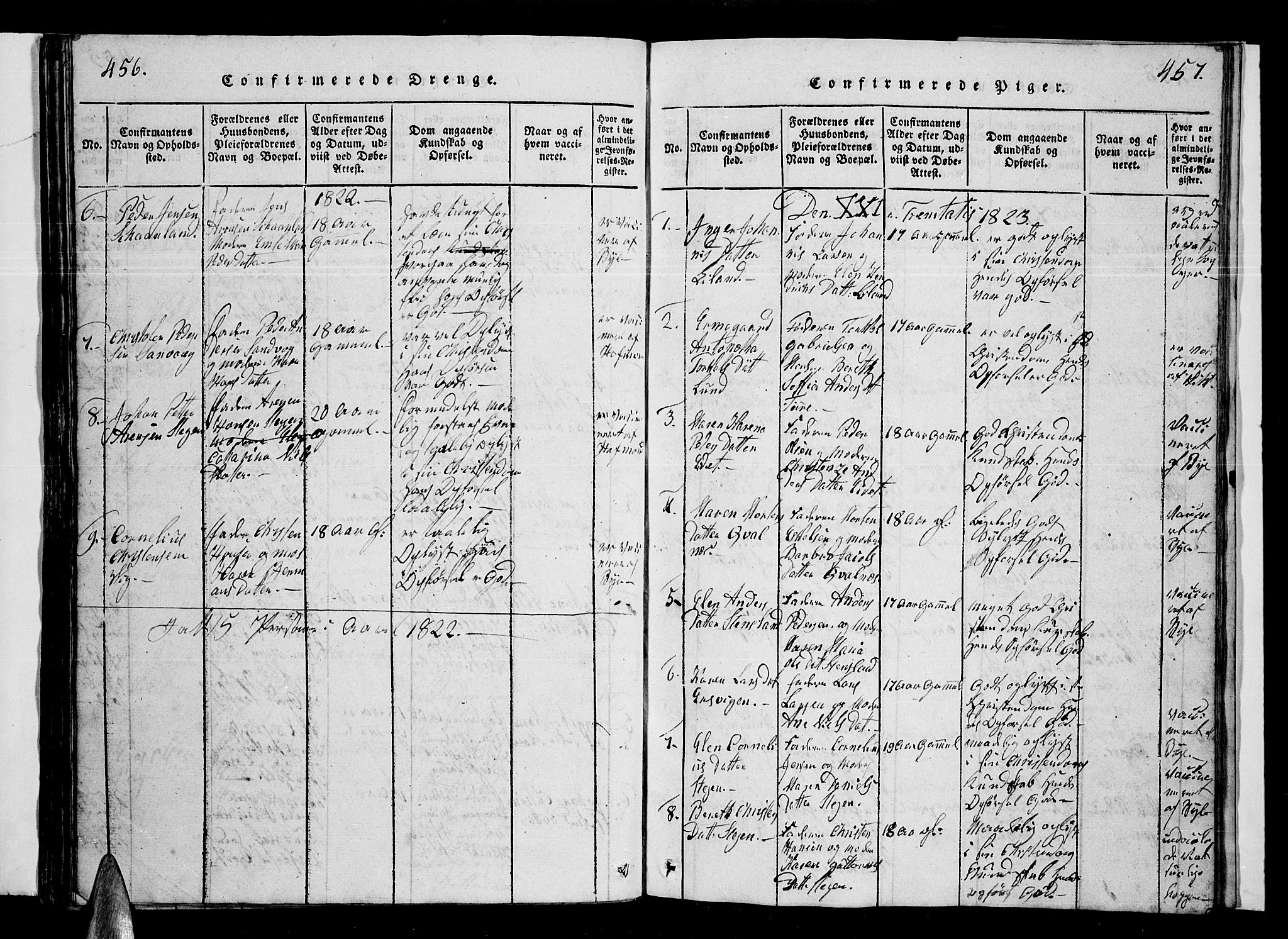 Ministerialprotokoller, klokkerbøker og fødselsregistre - Nordland, AV/SAT-A-1459/855/L0812: Parish register (copy) no. 855C01, 1821-1838, p. 456-457