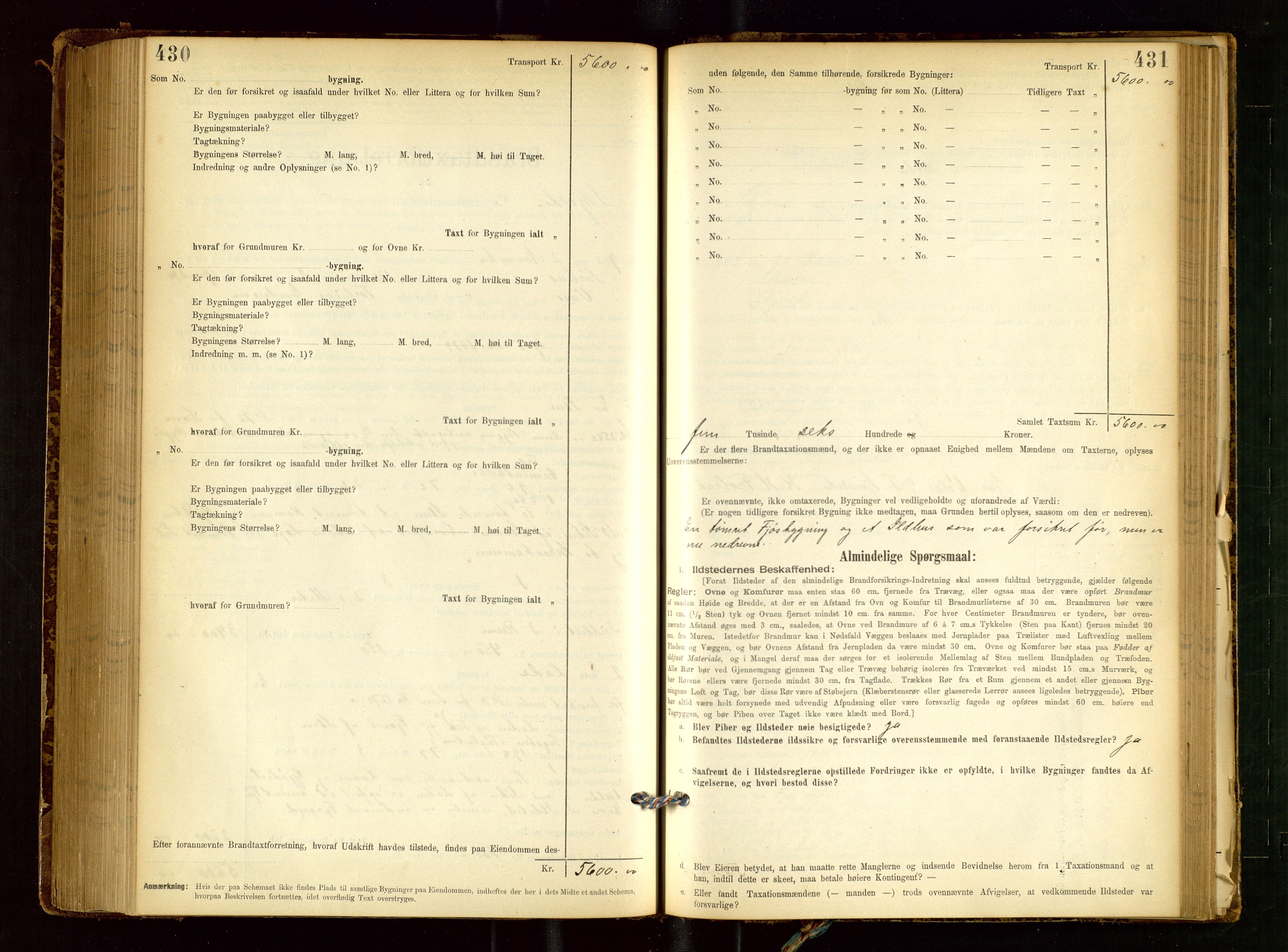 Skjold lensmannskontor, AV/SAST-A-100182/Gob/L0001: "Brandtaxationsprotokol for Skjold Lensmandsdistrikt Ryfylke Fogderi", 1894-1939, p. 430-431