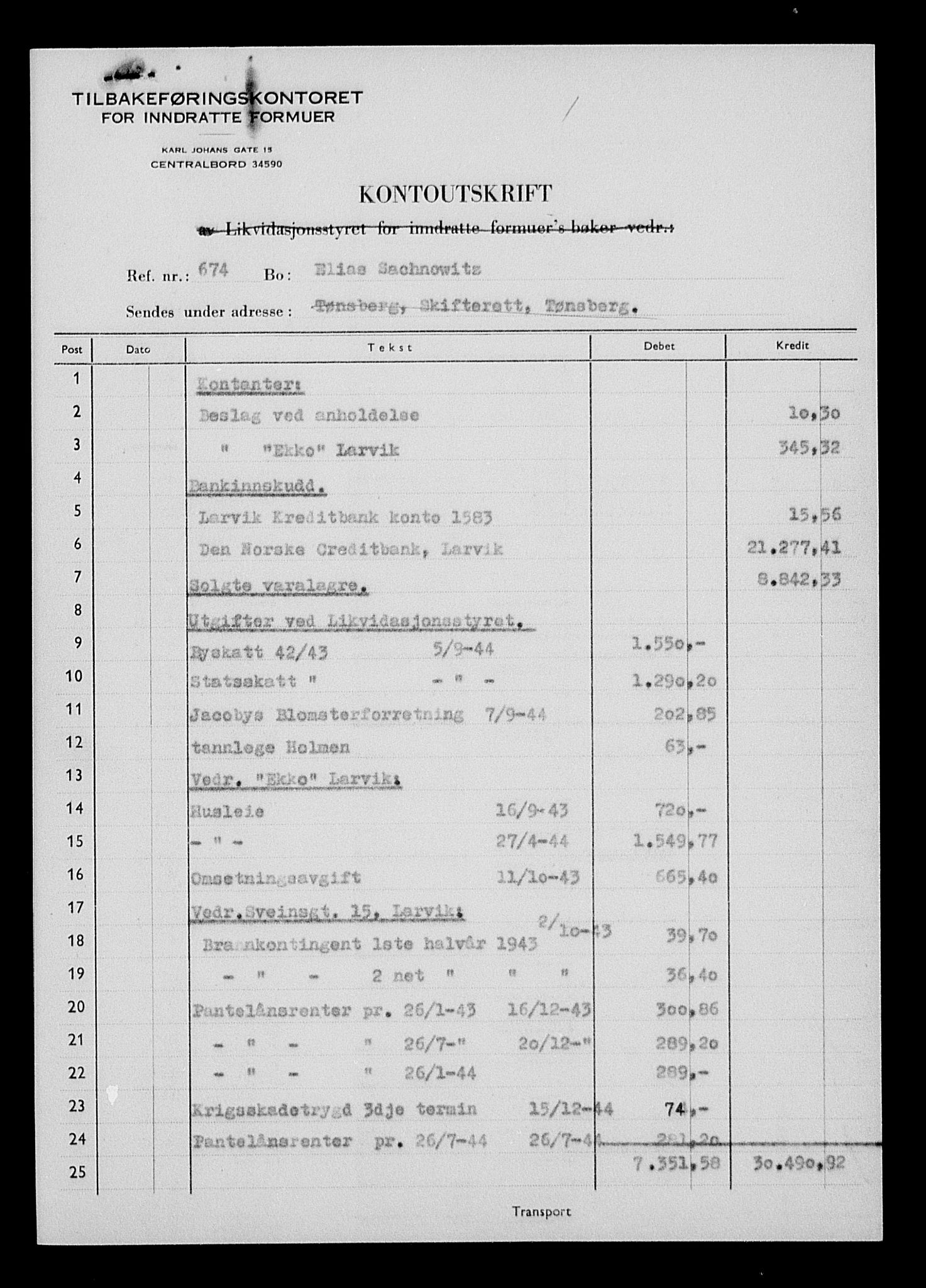 Justisdepartementet, Tilbakeføringskontoret for inndratte formuer, AV/RA-S-1564/H/Hc/Hcd/L1005: --, 1945-1947, p. 32