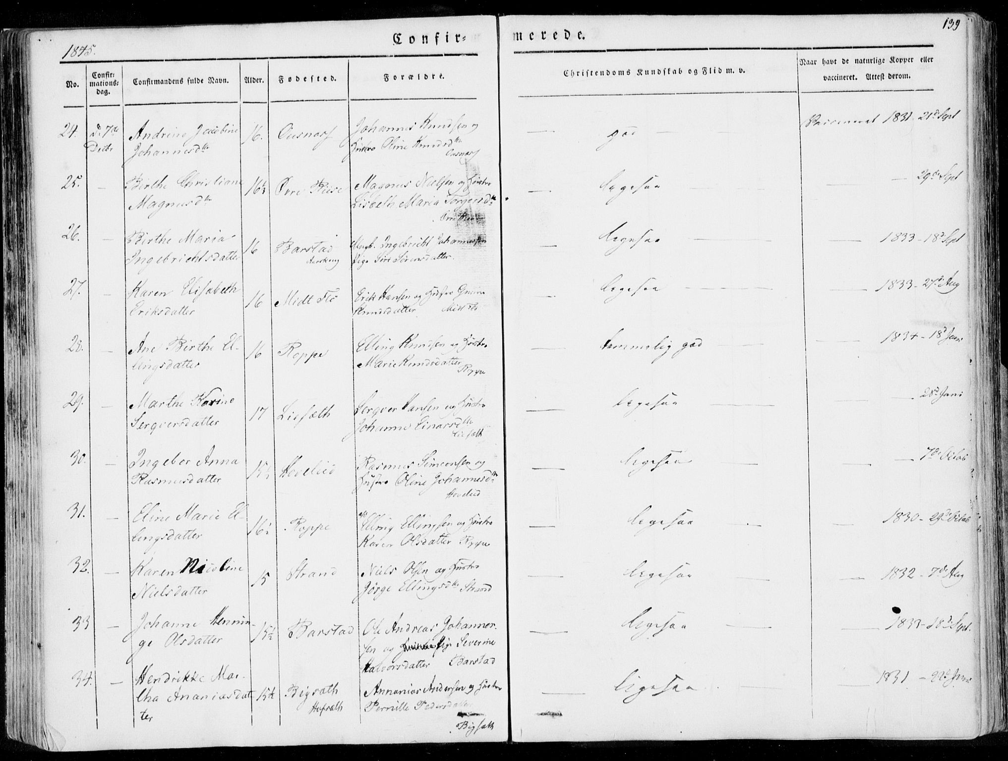 Ministerialprotokoller, klokkerbøker og fødselsregistre - Møre og Romsdal, AV/SAT-A-1454/509/L0104: Parish register (official) no. 509A02, 1833-1847, p. 139