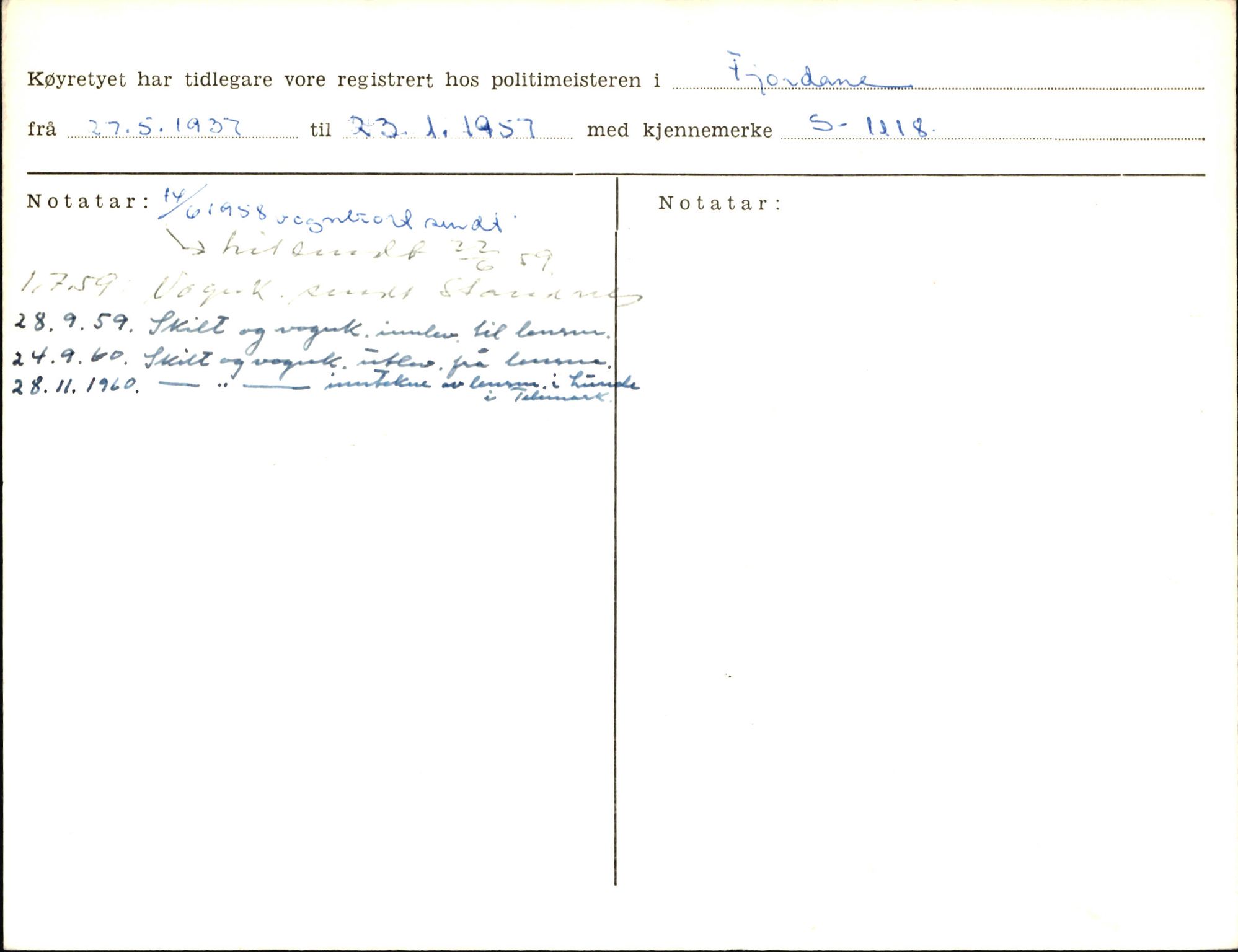 Statens vegvesen, Sogn og Fjordane vegkontor, AV/SAB-A-5301/4/F/L0005: Registerkort utmeldte Fjordane S7900-8299, 1930-1961, p. 27