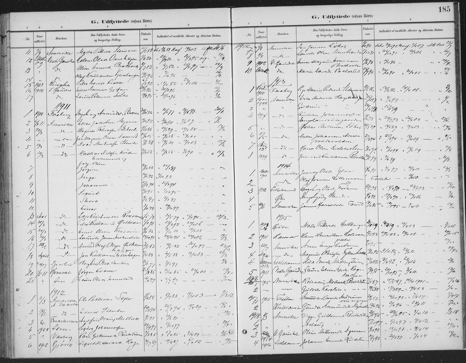 Østre Gausdal prestekontor, AV/SAH-PREST-092/H/Ha/Haa/L0004: Parish register (official) no. 4, 1898-1914, p. 185