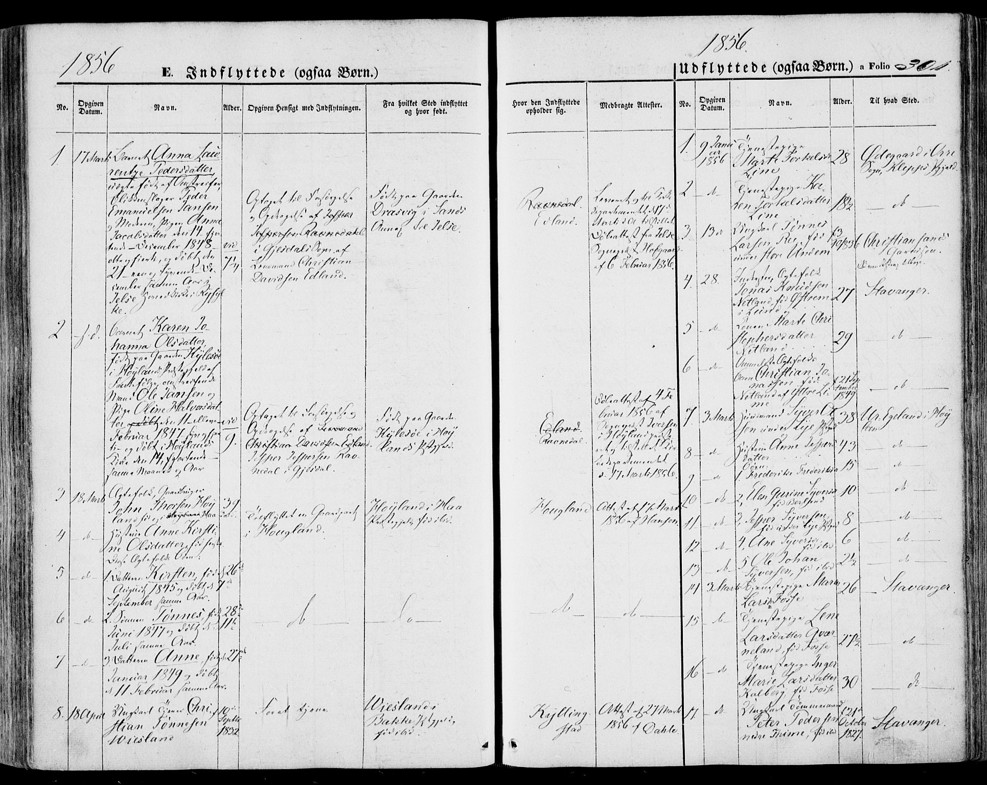 Lye sokneprestkontor, SAST/A-101794/001/30BA/L0007: Parish register (official) no. A 6, 1856-1871, p. 301