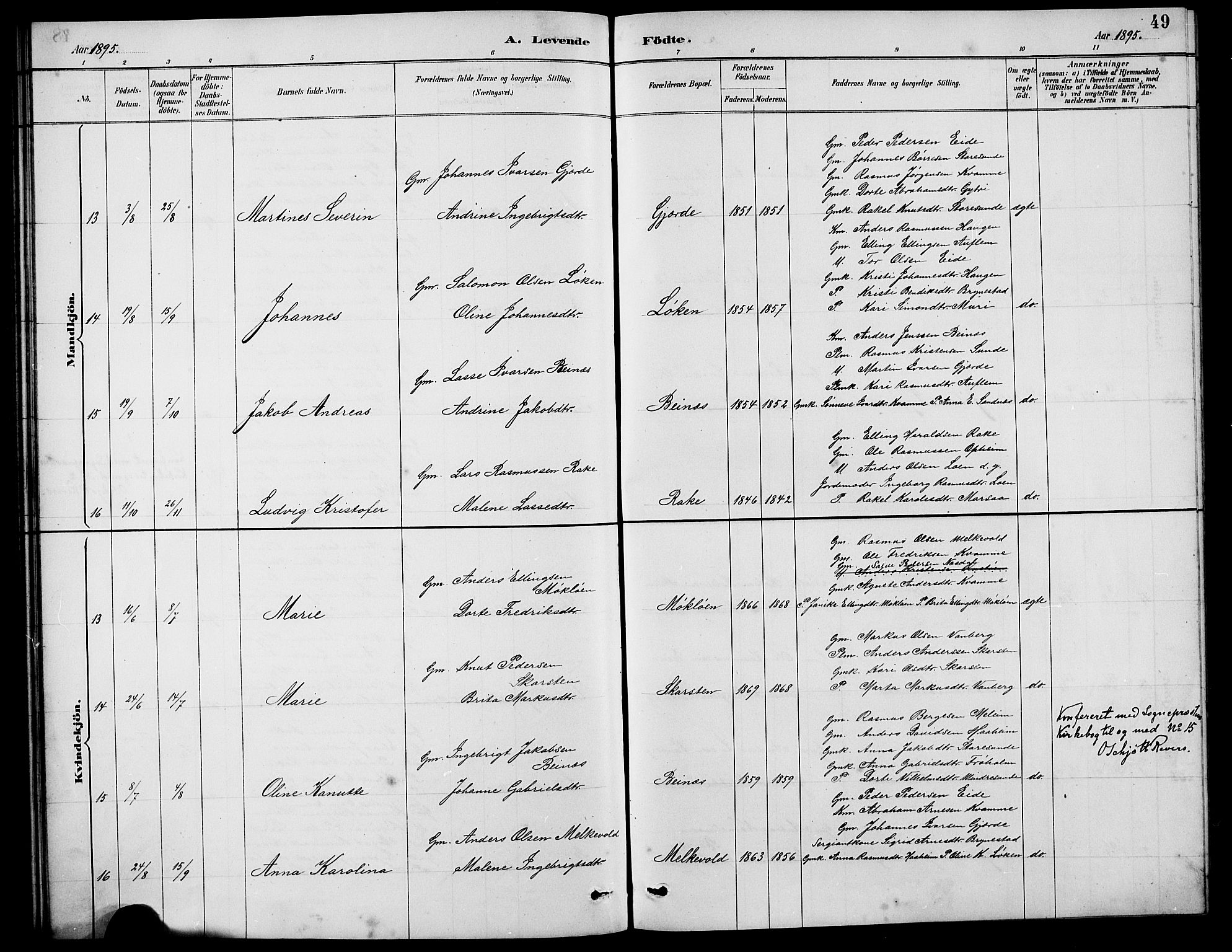 Innvik sokneprestembete, AV/SAB-A-80501: Parish register (copy) no. B 3, 1886-1897, p. 49