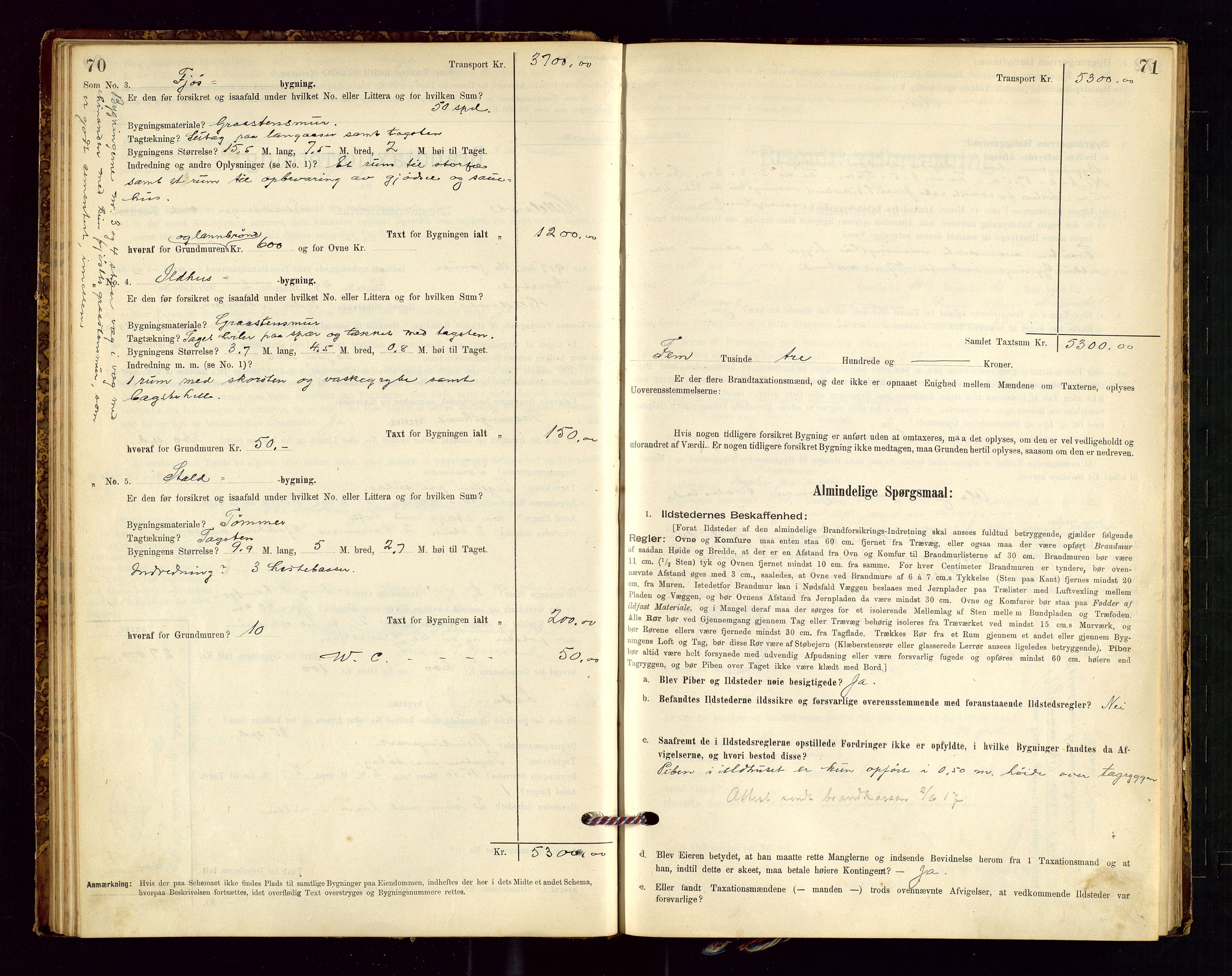 Helleland lensmannskontor, AV/SAST-A-100209/Gob/L0001: "Brandtaxationsprotokol", 1896-1919, p. 70-71