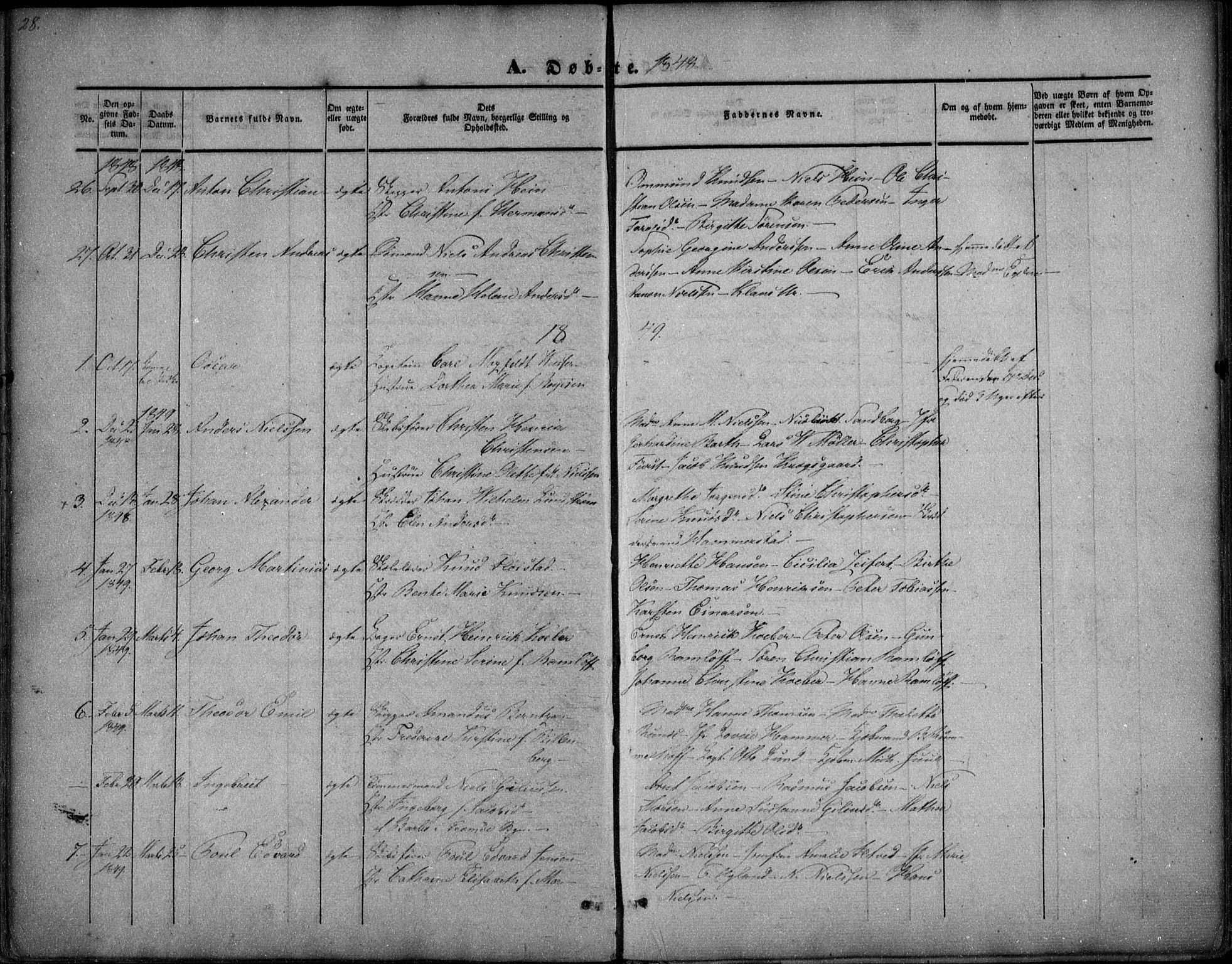 Arendal sokneprestkontor, Trefoldighet, SAK/1111-0040/F/Fa/L0005: Parish register (official) no. A 5, 1838-1854, p. 28