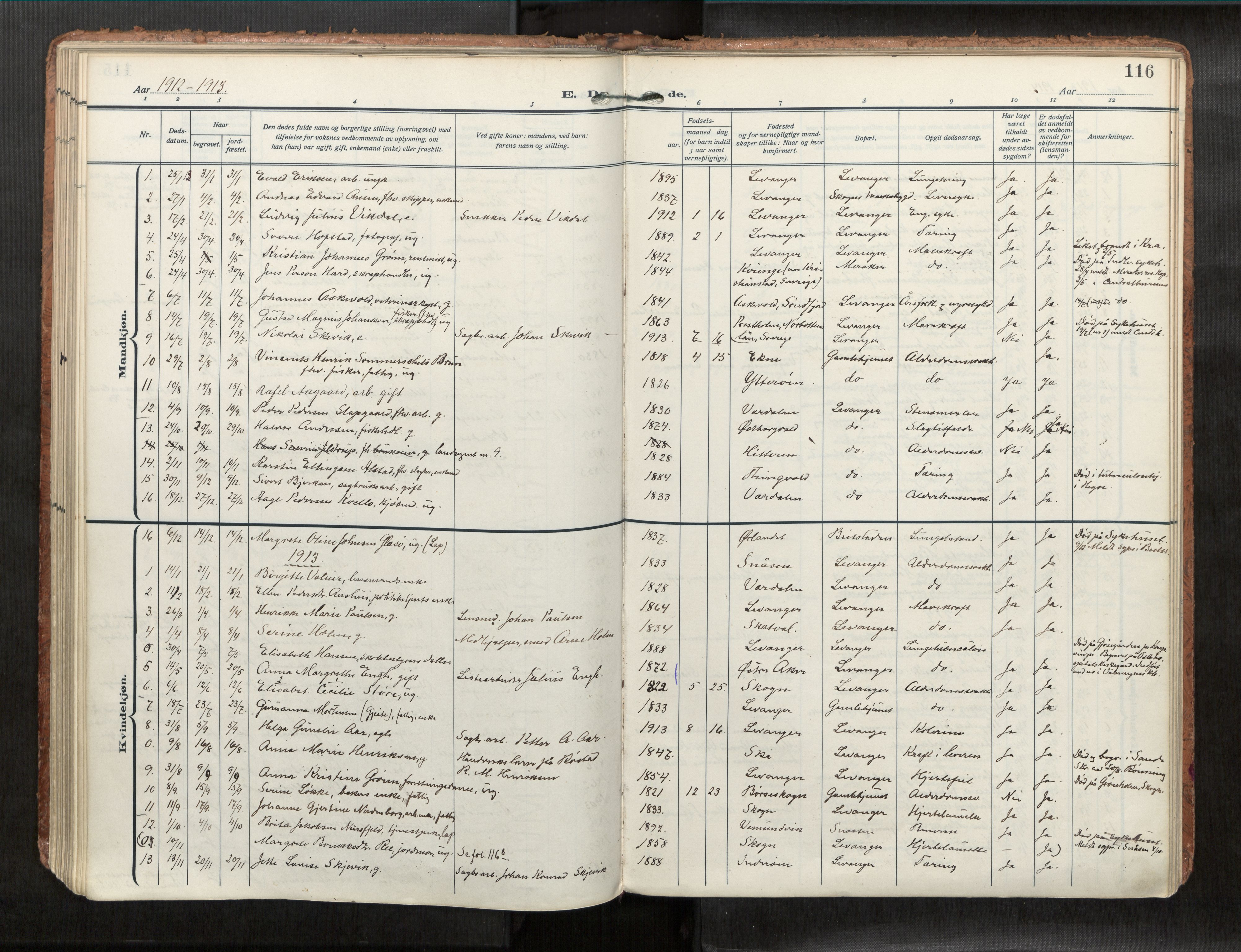 Levanger sokneprestkontor, SAT/A-1301/2/H/Haa/L0001: Parish register (official) no. 1, 1912-1932, p. 116
