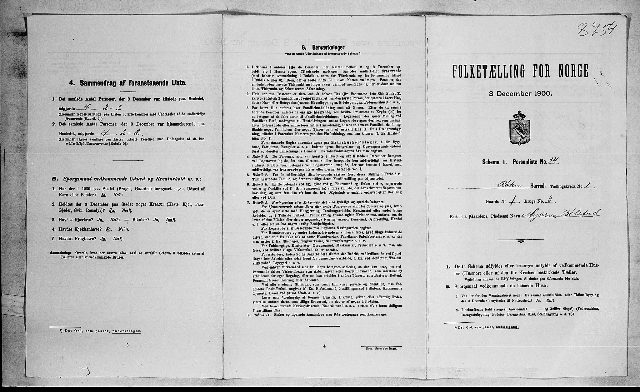 RA, 1900 census for Røyken, 1900, p. 136