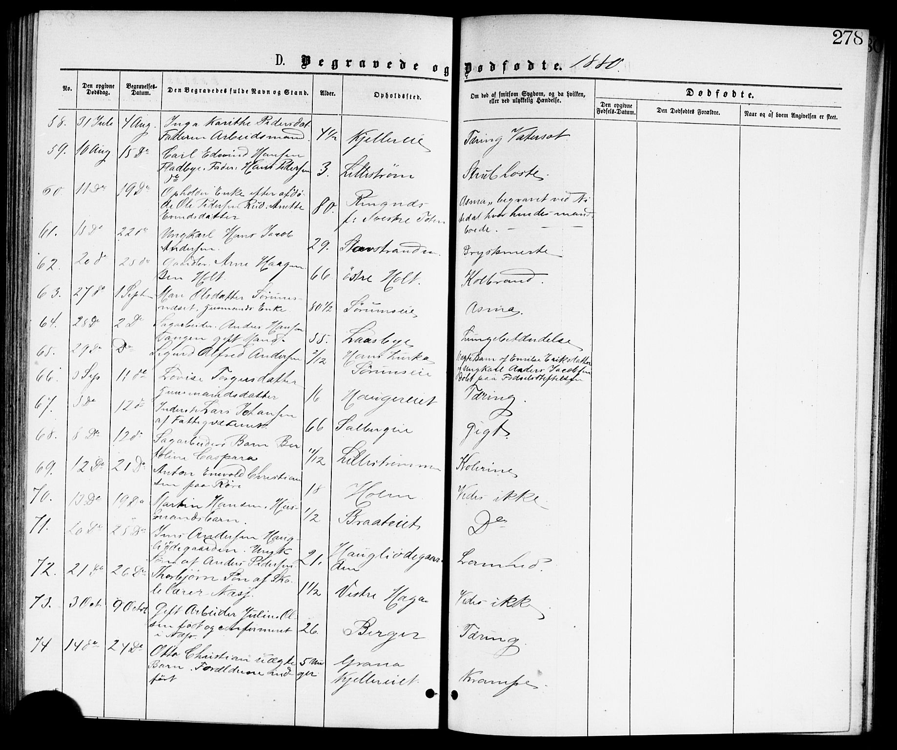 Skedsmo prestekontor Kirkebøker, AV/SAO-A-10033a/G/Ga/L0003: Parish register (copy) no. I 3, 1873-1882, p. 278