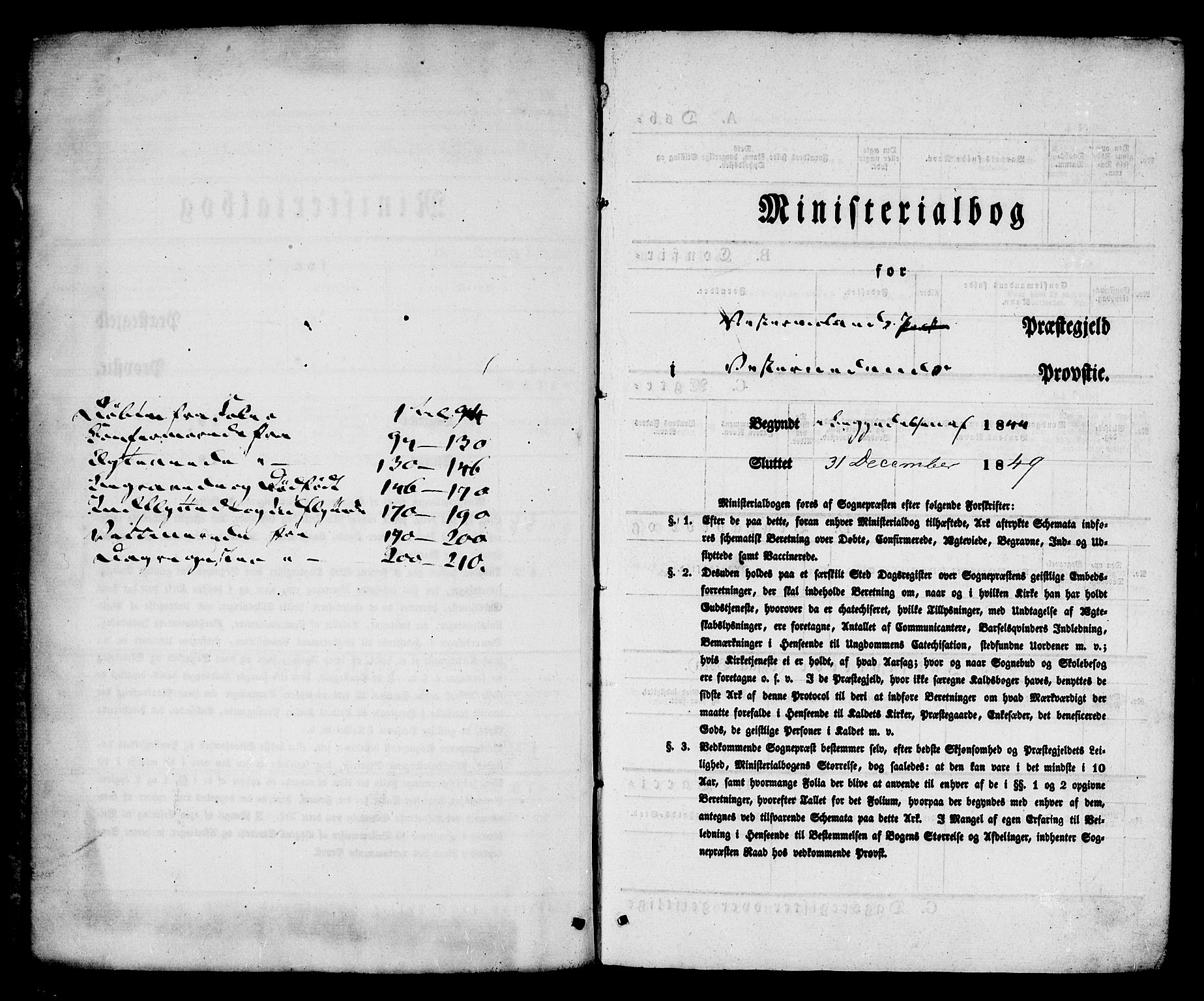 Vestre Moland sokneprestkontor, SAK/1111-0046/F/Fa/Fab/L0005: Parish register (official) no. A 5, 1841-1849