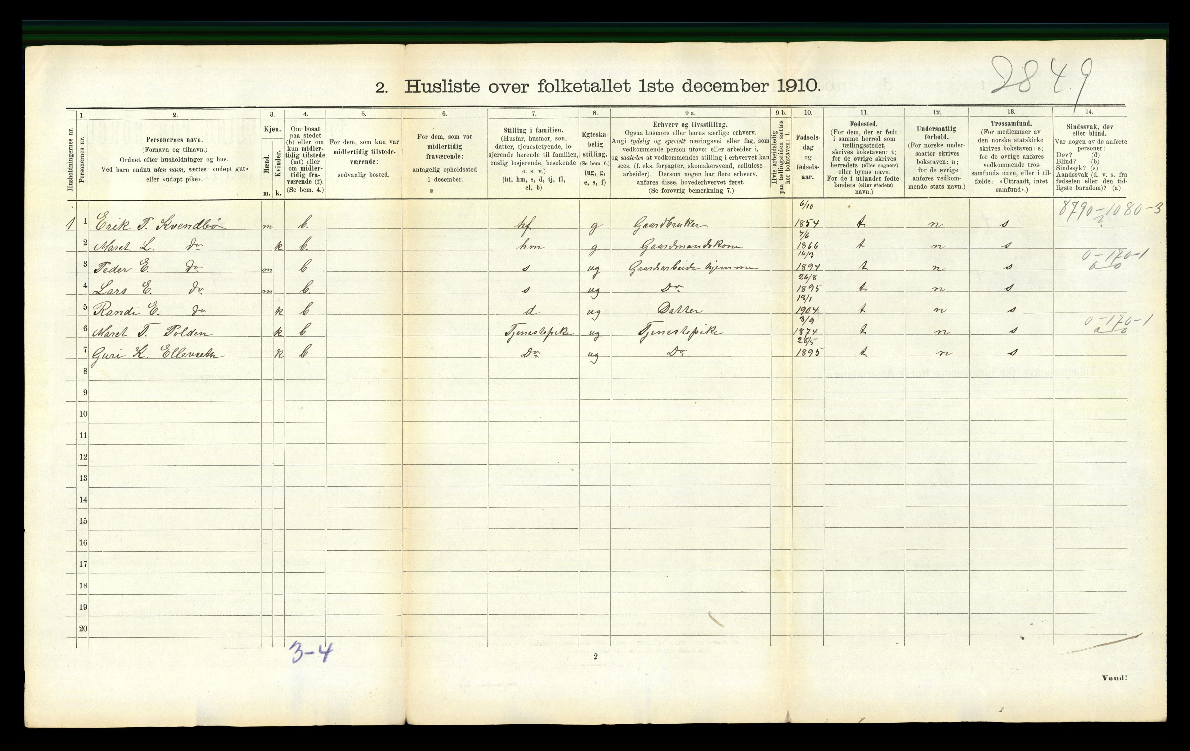 RA, 1910 census for Surnadal, 1910, p. 1010