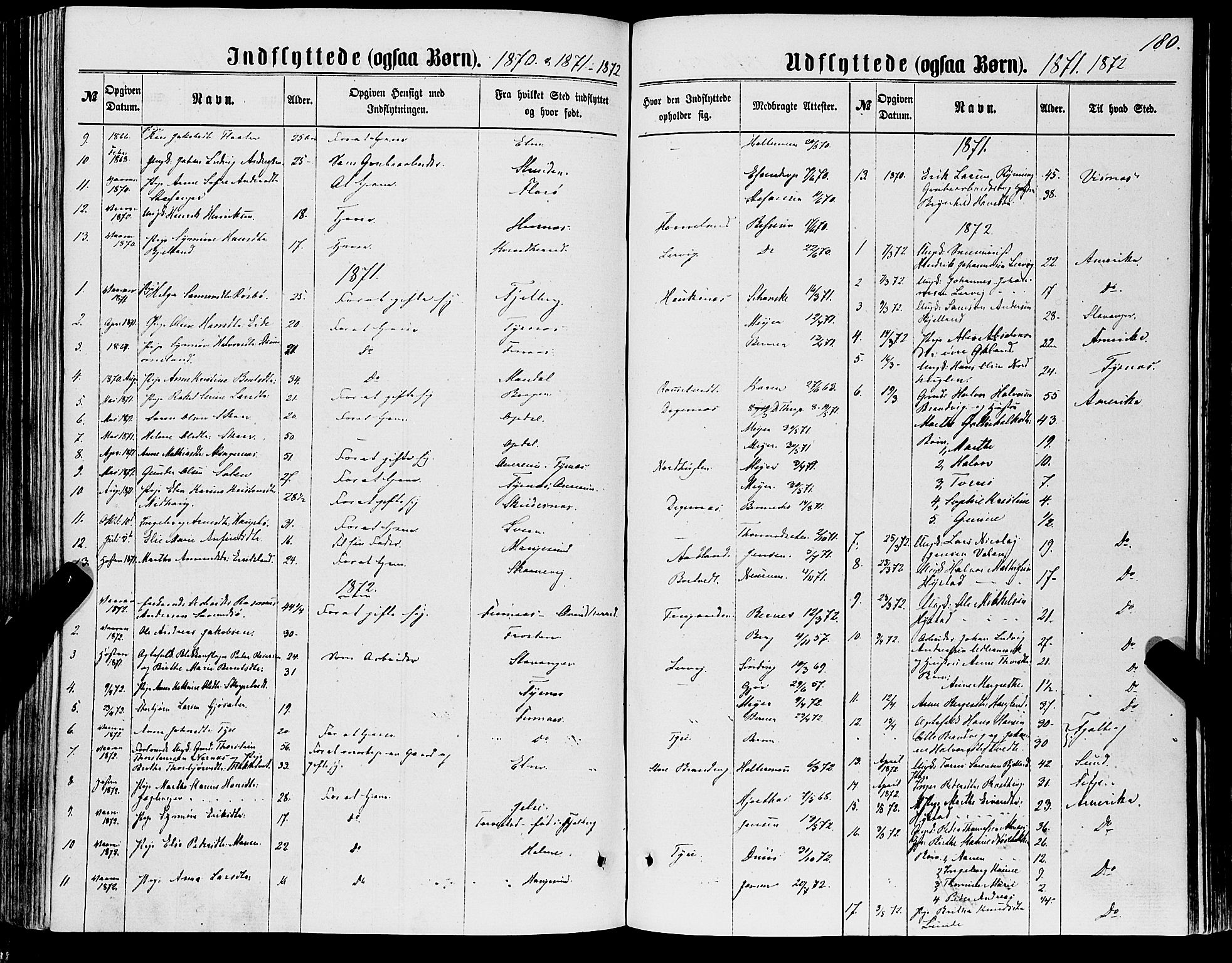 Stord sokneprestembete, AV/SAB-A-78201/H/Haa: Parish register (official) no. B 1, 1862-1877, p. 180