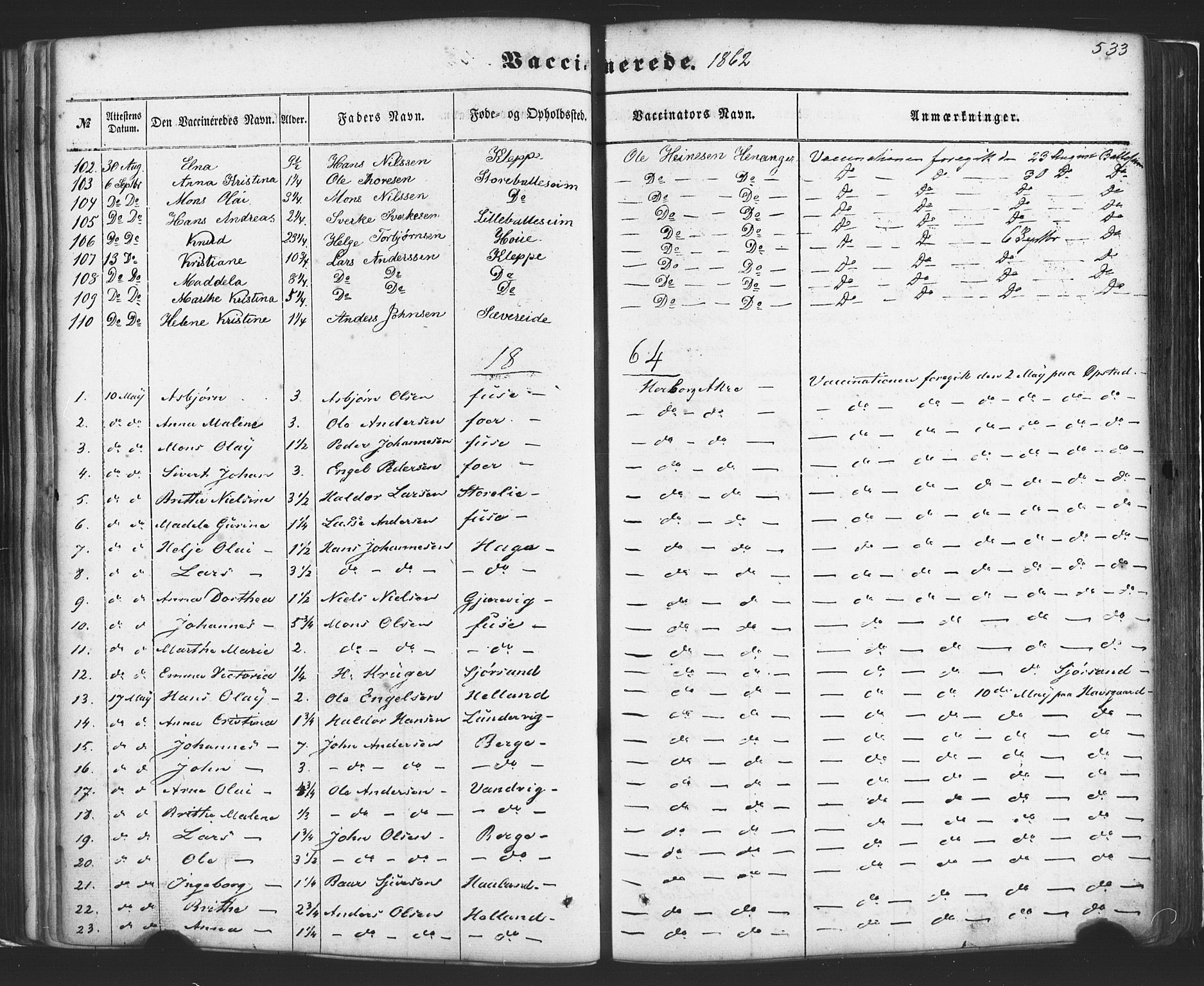 Fusa sokneprestembete, SAB/A-75401/H/Haa: Parish register (official) no. A 1II, 1855-1879, p. 533