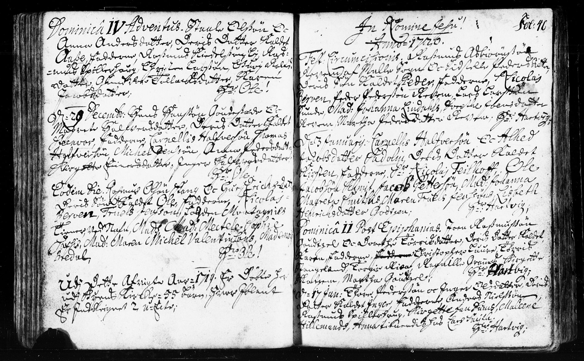Domkirken sokneprestkontor, SAST/A-101812/001/30/30BB/L0002: Parish register (copy) no. B 2, 1714-1733, p. 46