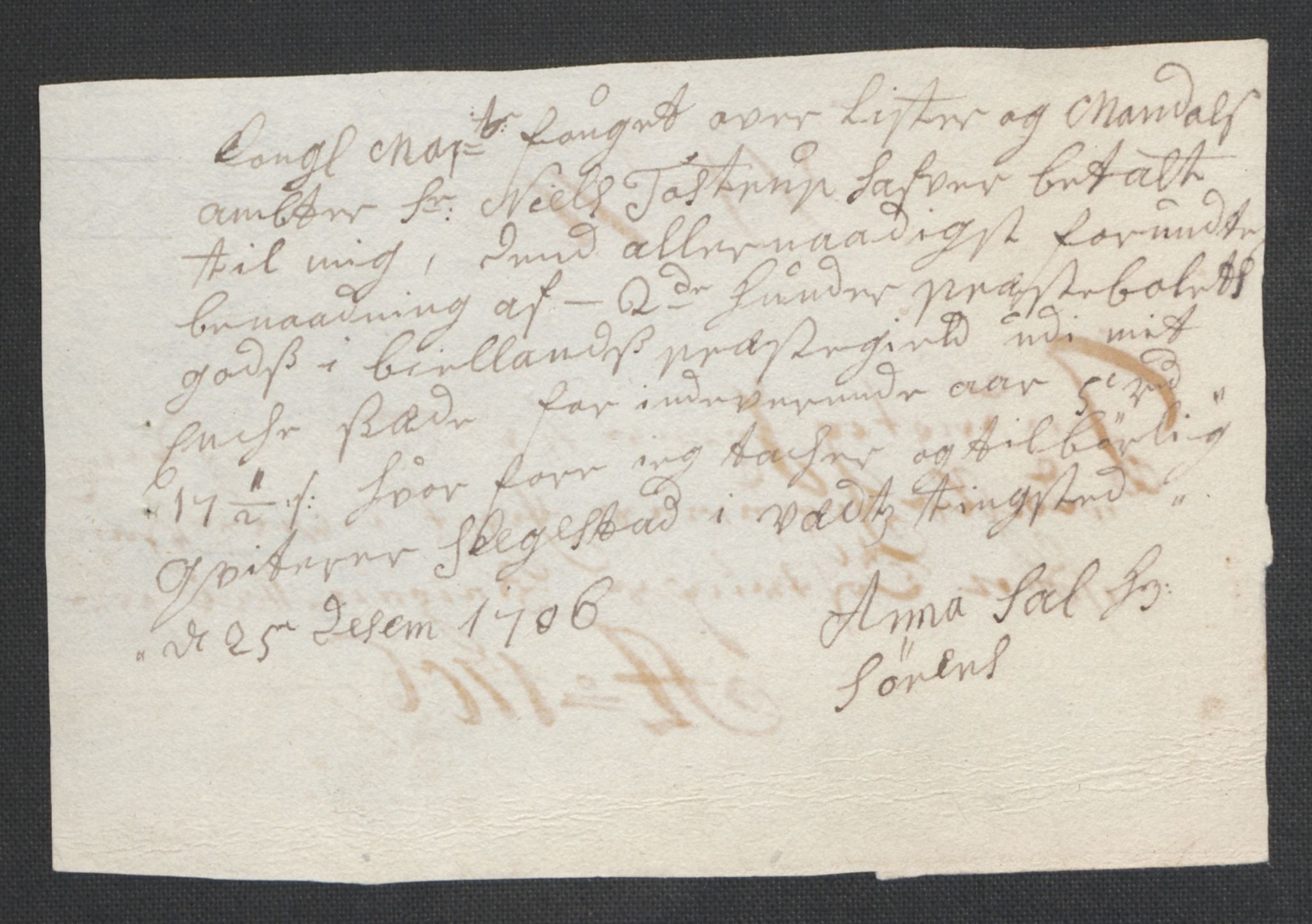 Rentekammeret inntil 1814, Reviderte regnskaper, Fogderegnskap, AV/RA-EA-4092/R43/L2551: Fogderegnskap Lista og Mandal, 1705-1709, p. 314