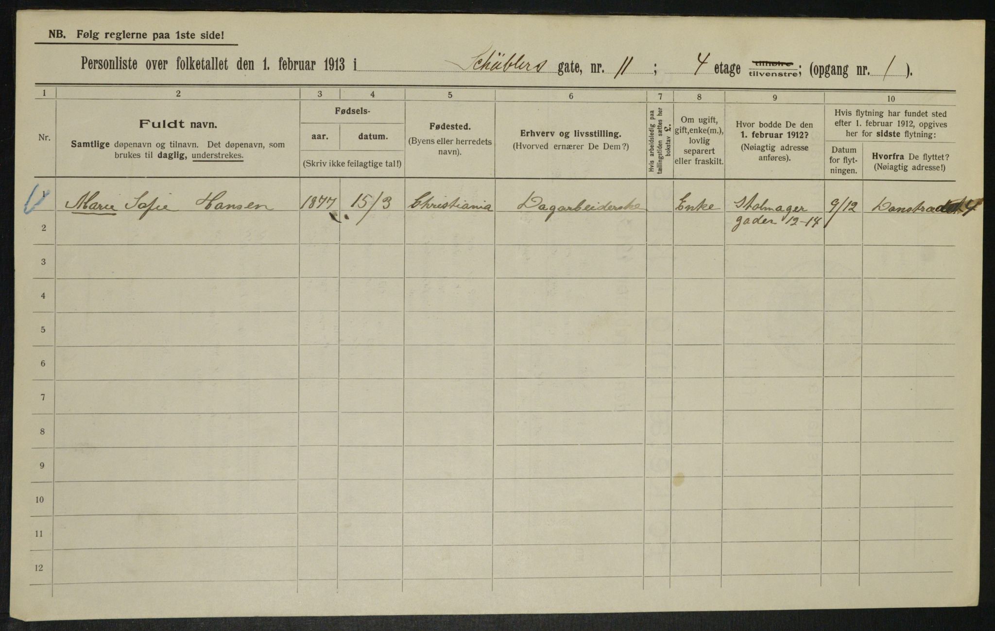 OBA, Municipal Census 1913 for Kristiania, 1913, p. 92929