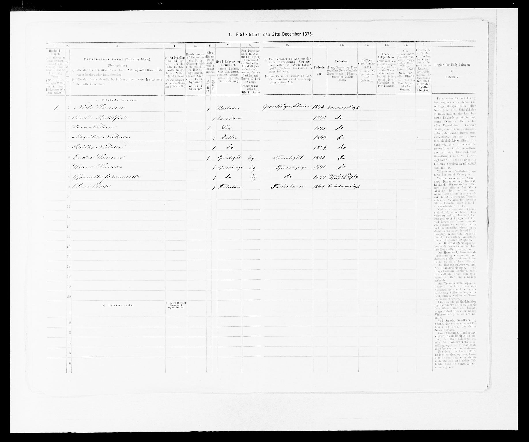 SAB, 1875 census for 1411P Eivindvik, 1875, p. 936