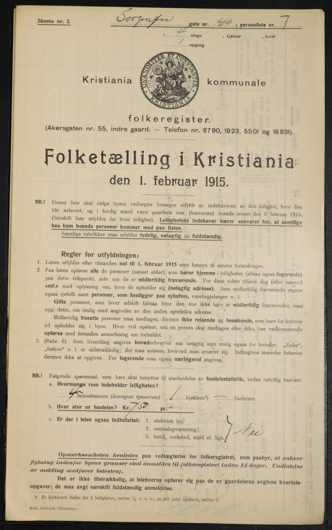 OBA, Municipal Census 1915 for Kristiania, 1915, p. 100309