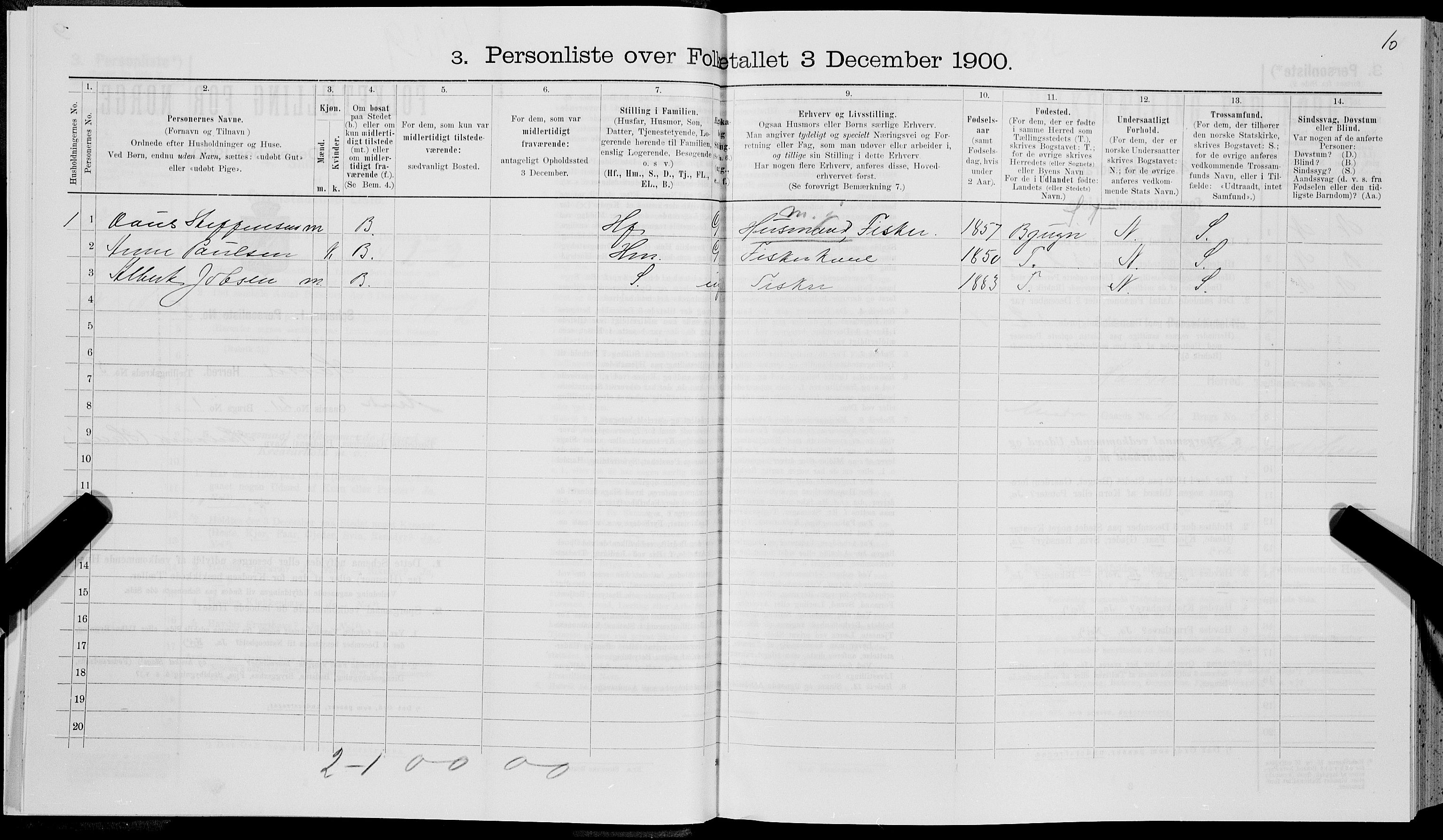 SAT, 1900 census for Hadsel, 1900, p. 474