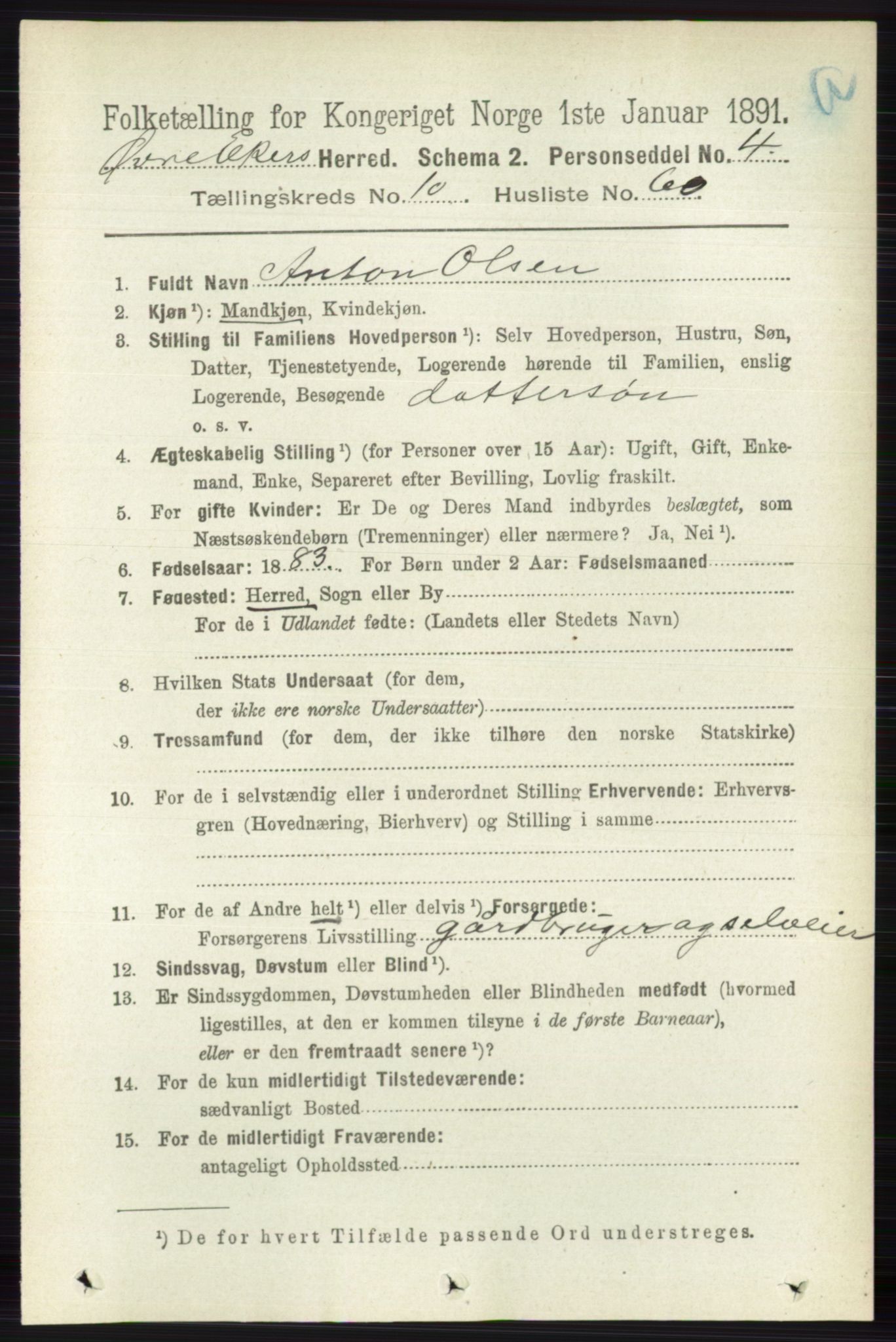 RA, 1891 census for 0624 Øvre Eiker, 1891, p. 4352
