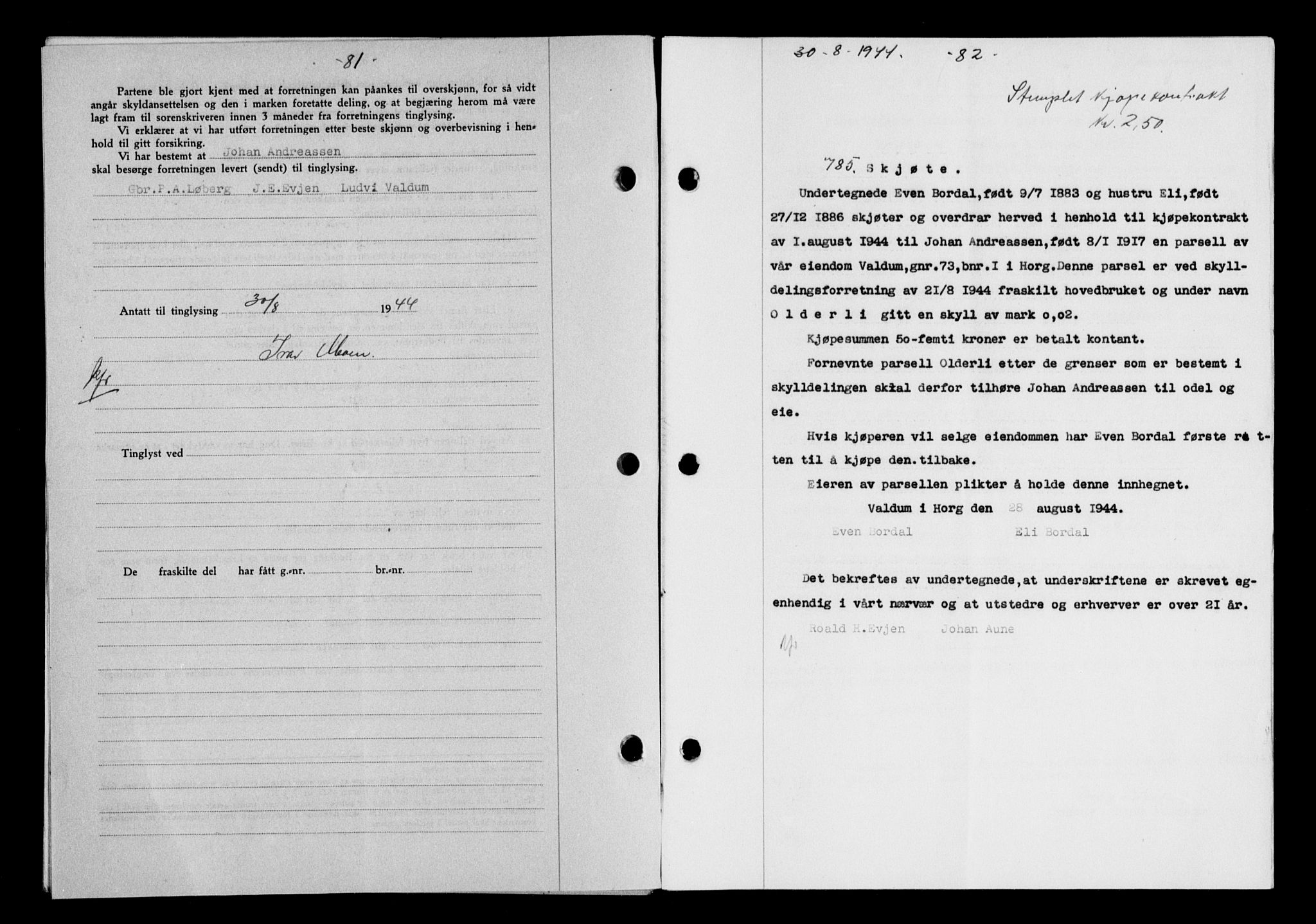 Gauldal sorenskriveri, SAT/A-0014/1/2/2C/L0058: Mortgage book no. 63, 1944-1945, Diary no: : 785/1944