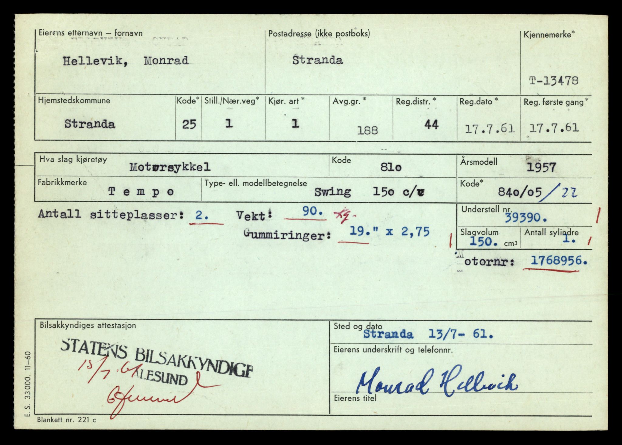 Møre og Romsdal vegkontor - Ålesund trafikkstasjon, AV/SAT-A-4099/F/Fe/L0039: Registreringskort for kjøretøy T 13361 - T 13530, 1927-1998, p. 2022